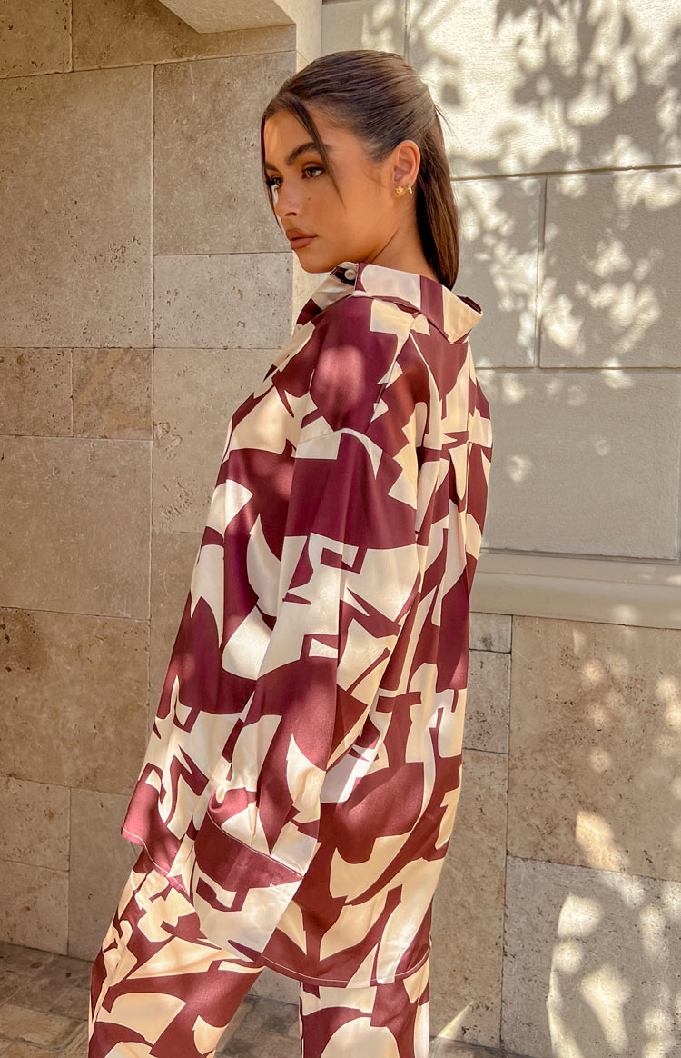 Journee Brown Print Shirt
