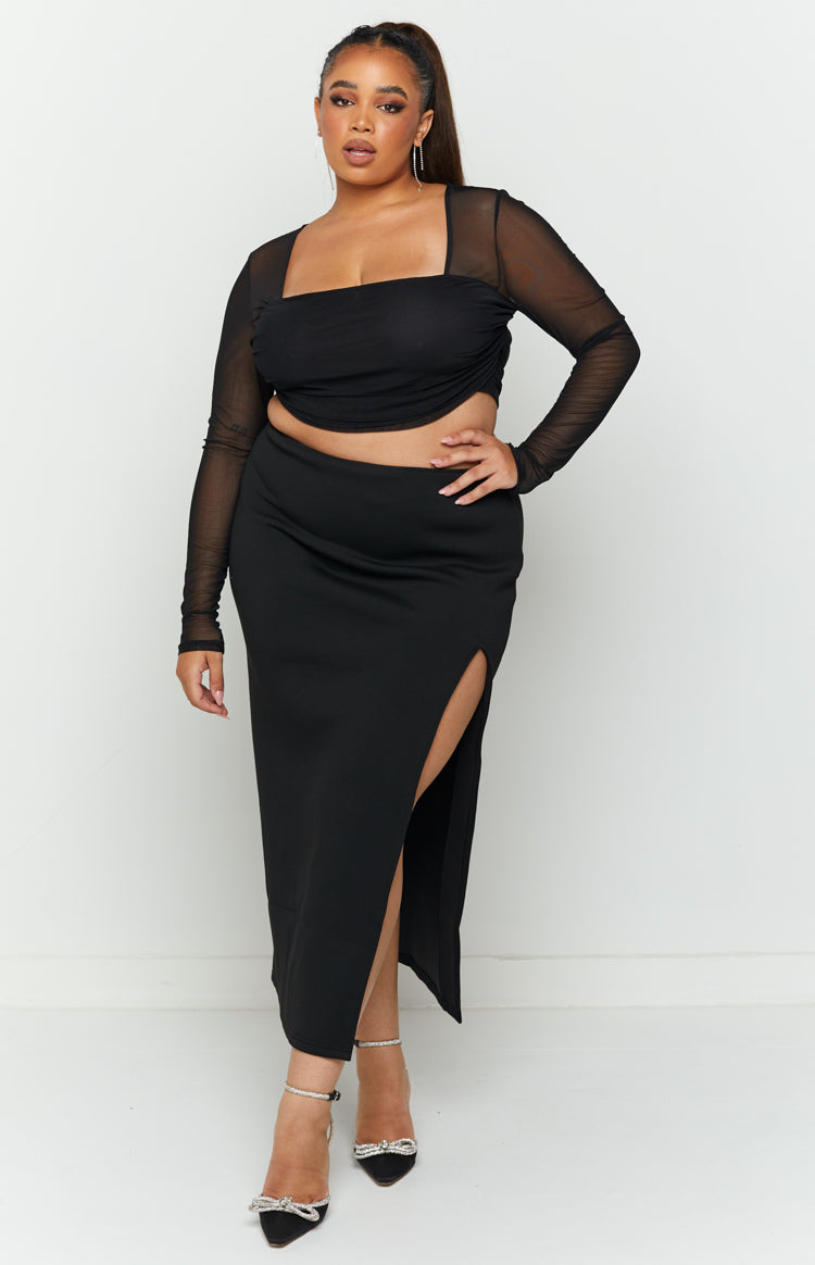 Kourtney Black Midi Skirt
