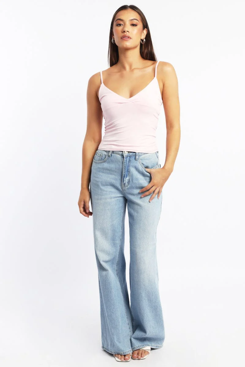 Pink Supersoft Cami Top Cross Over