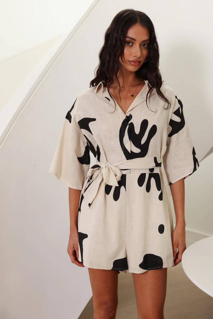 Wander Into Possibilities Romper Beige