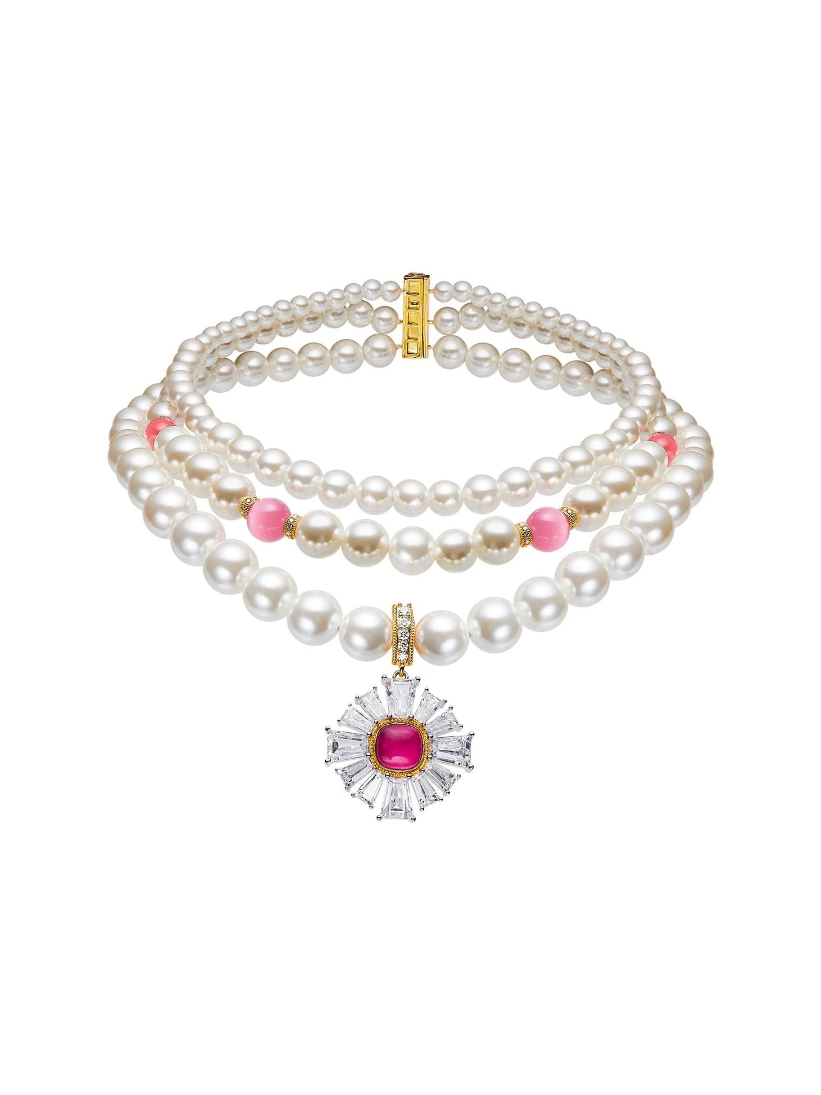 Emily Pearl Necklace (Pink)
