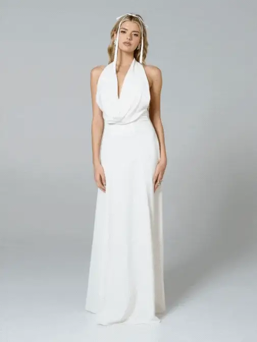 Aniya Satin Dress (White) (Final Sale)