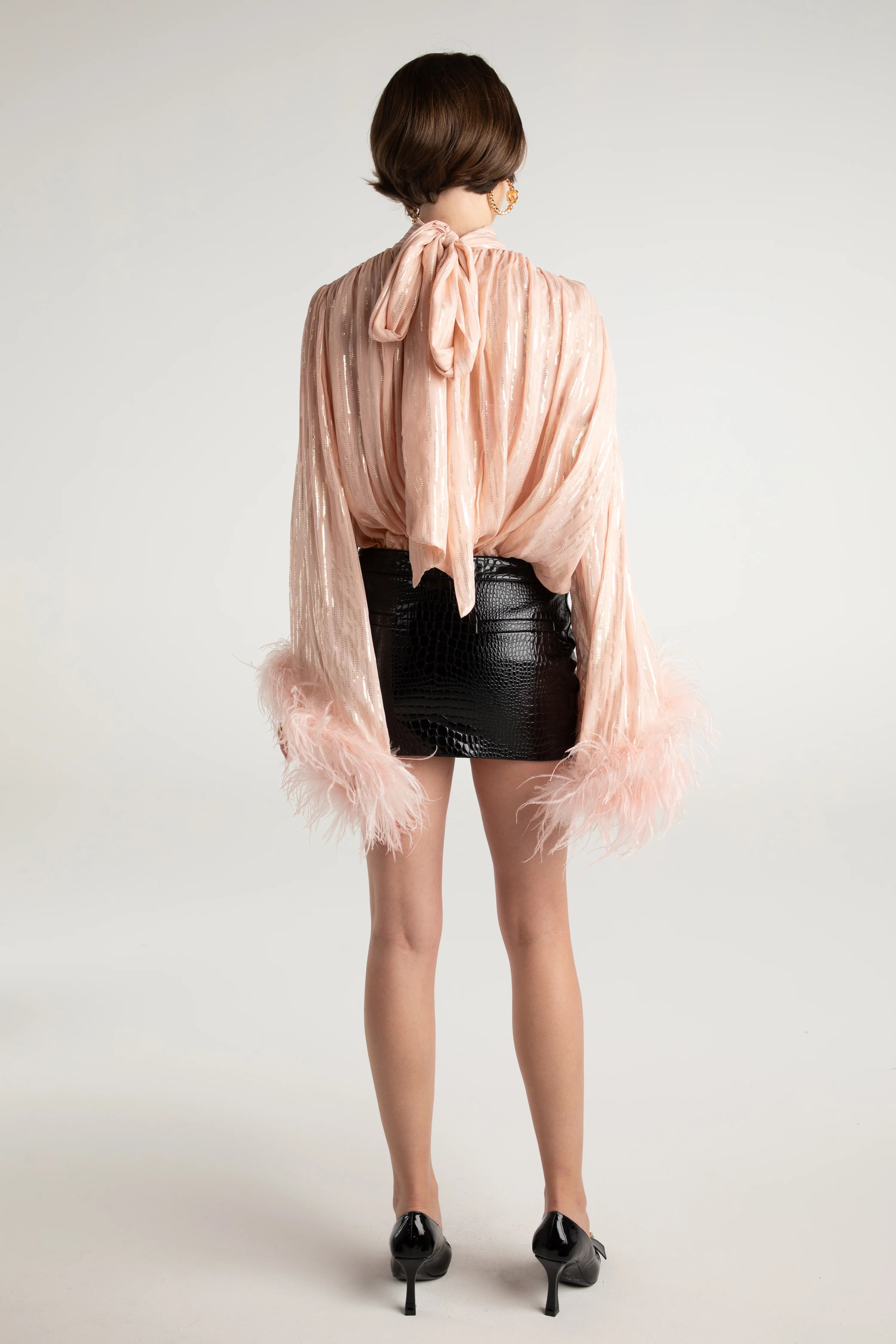 Keira Feather Top (Pink) (Final Sale)