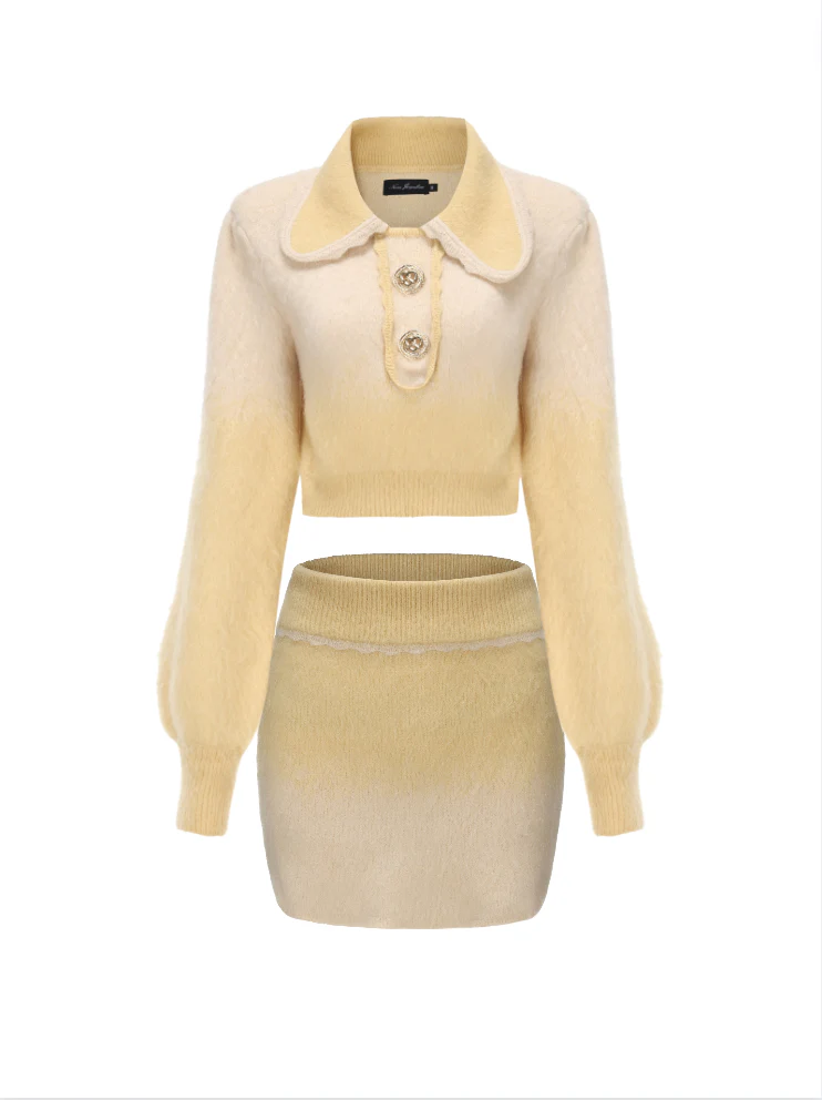 Emily Knit Cardigan Set (Yellow) (Final Sale)