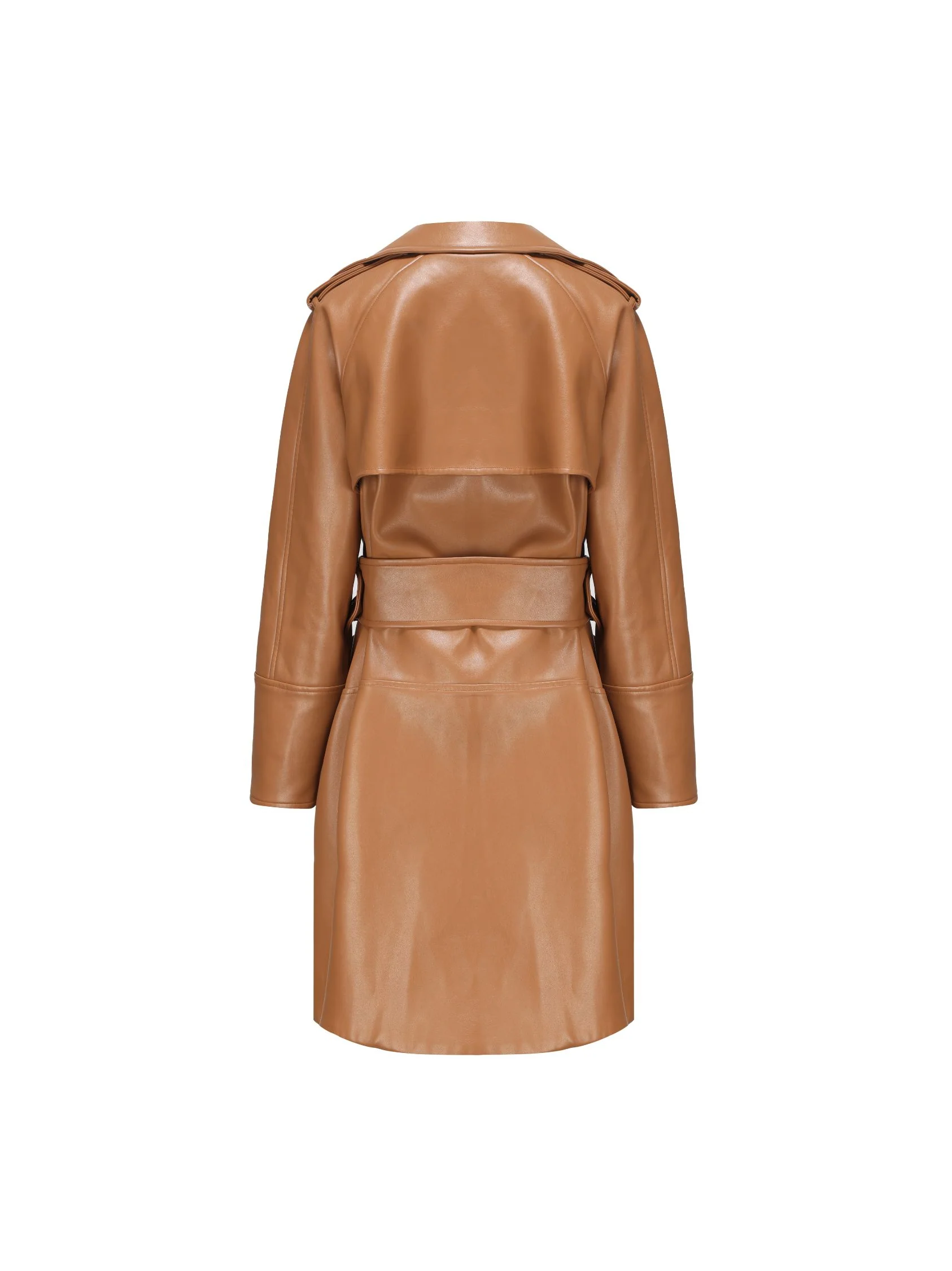 Keira Leather Trench Coat (Brown) (Final Sale)