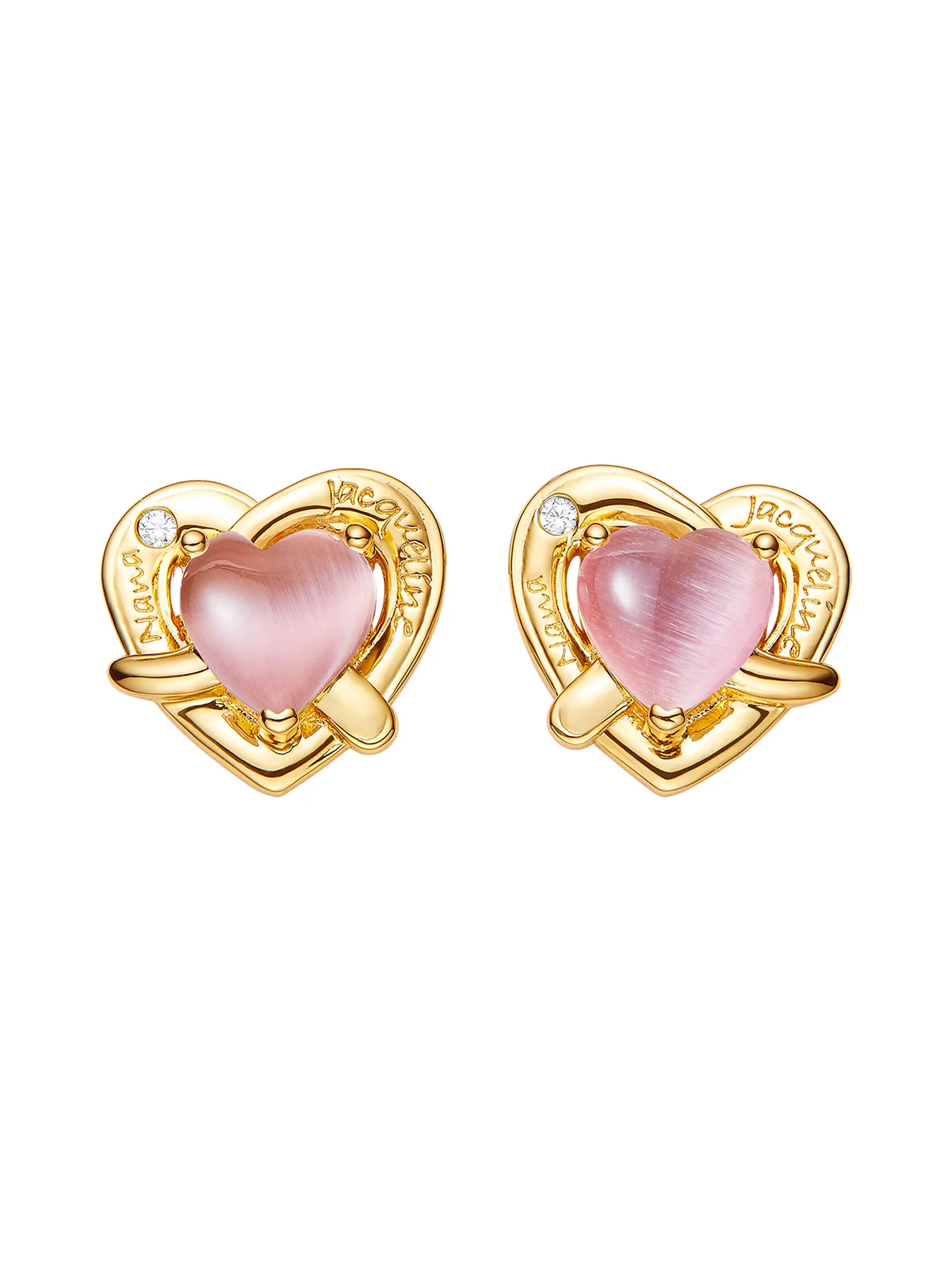 Ambre Heart Earrings (Pink)