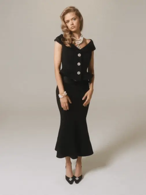Belle Satin Skirt (Black) (Final Sale)