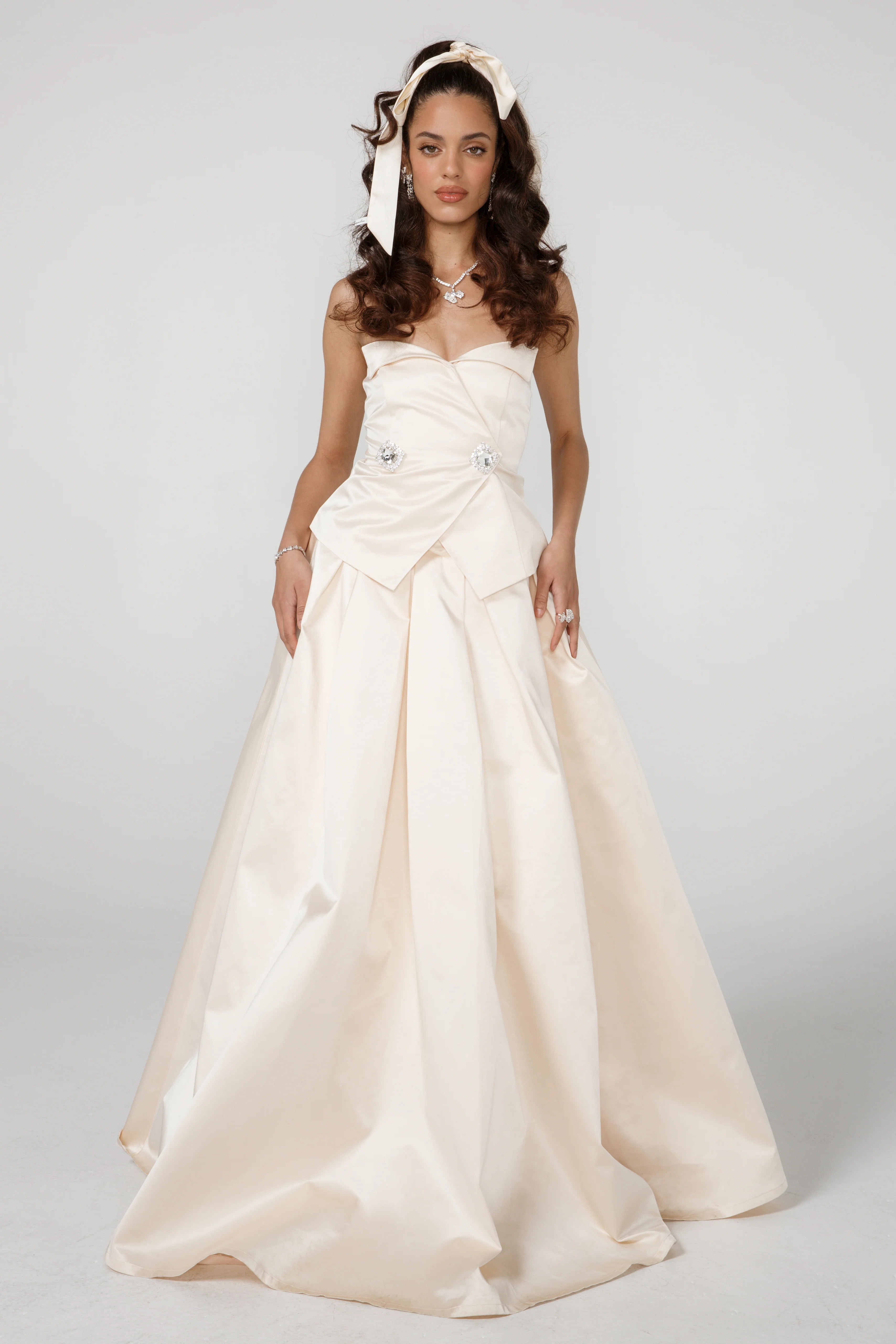 Sonya Satin Dress (Champagne) (Final Sale)