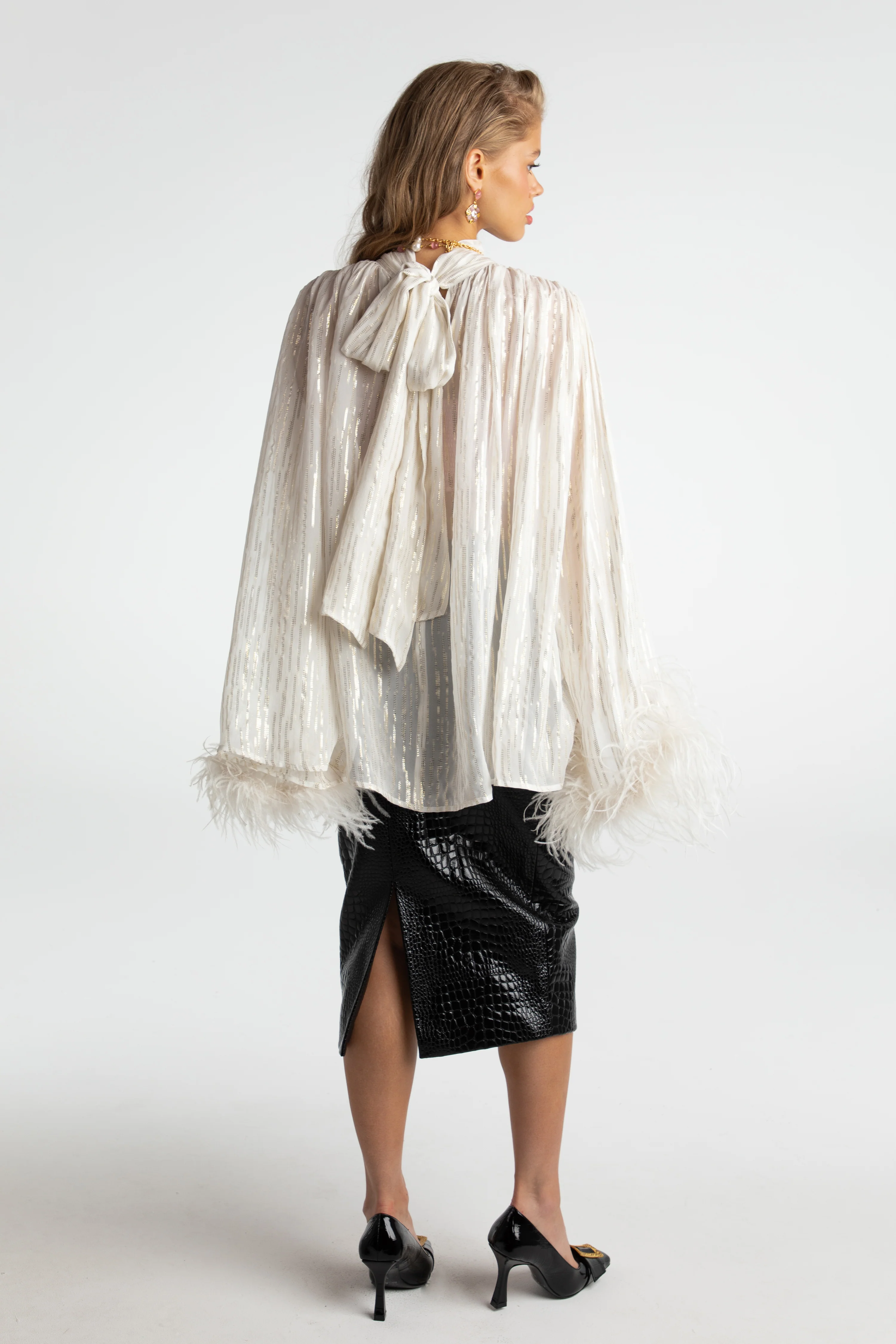 Keira Feather Top (White) (Final Sale)