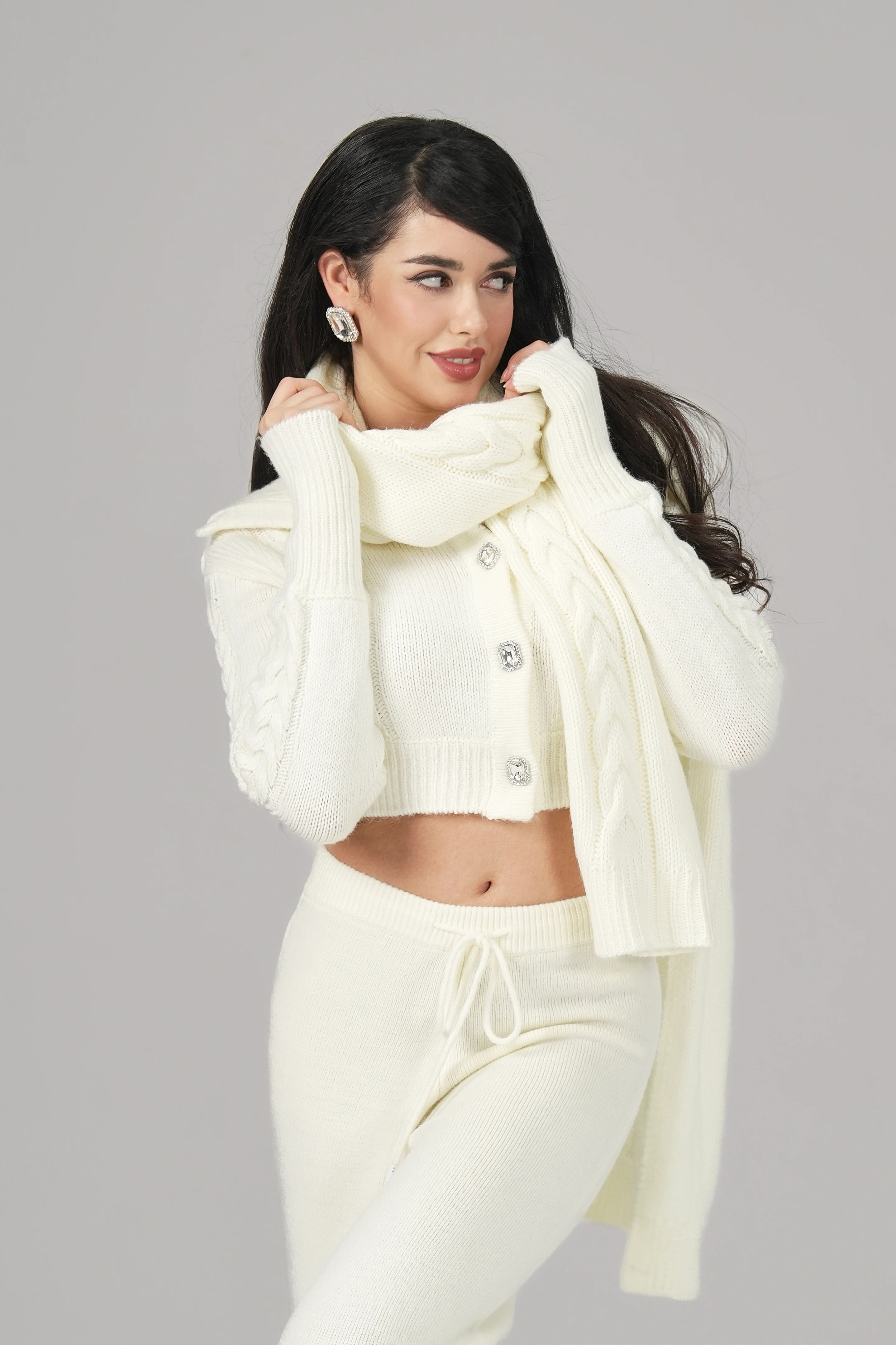 Addison Coat + Scarf Set (White)