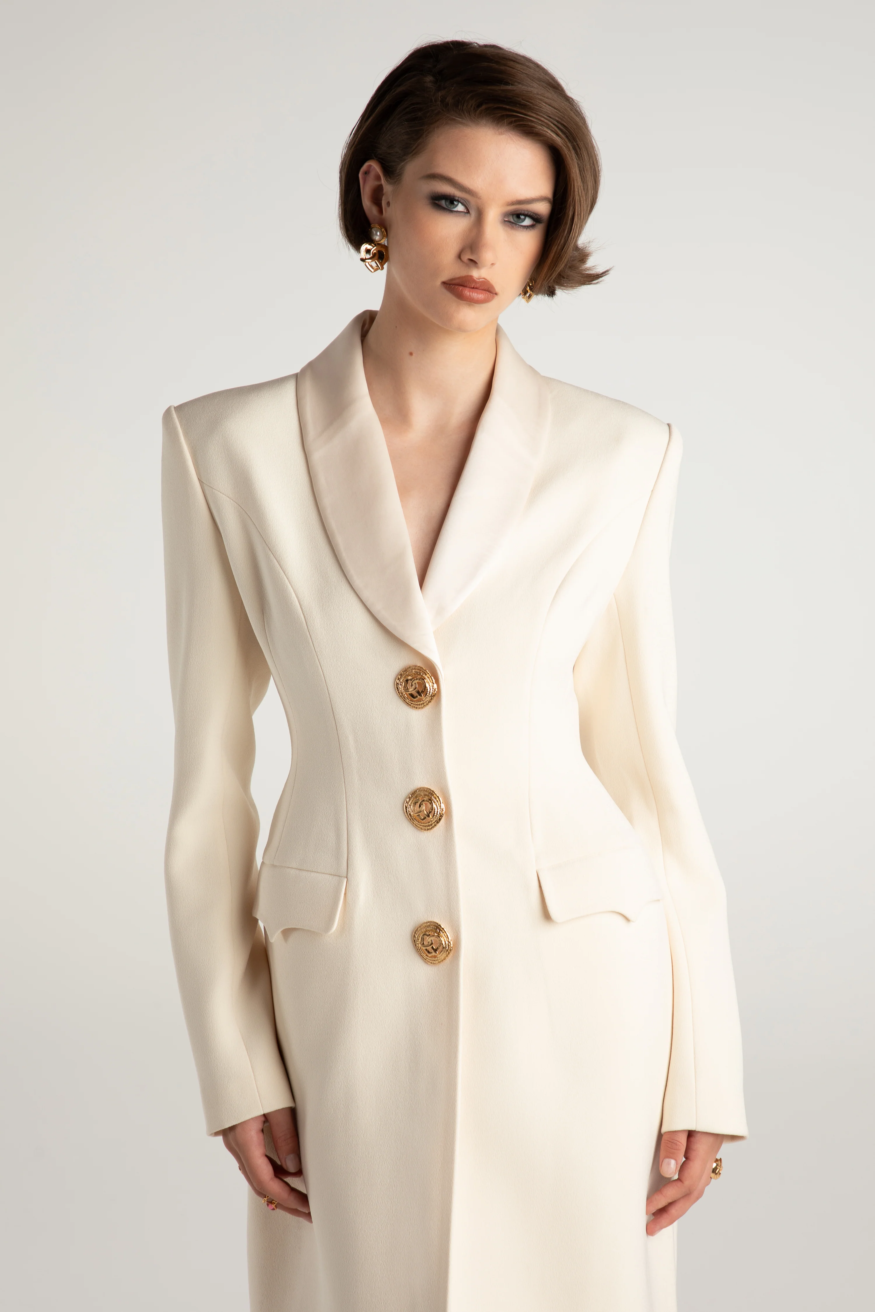 Evie Long Suit Jacket (White)