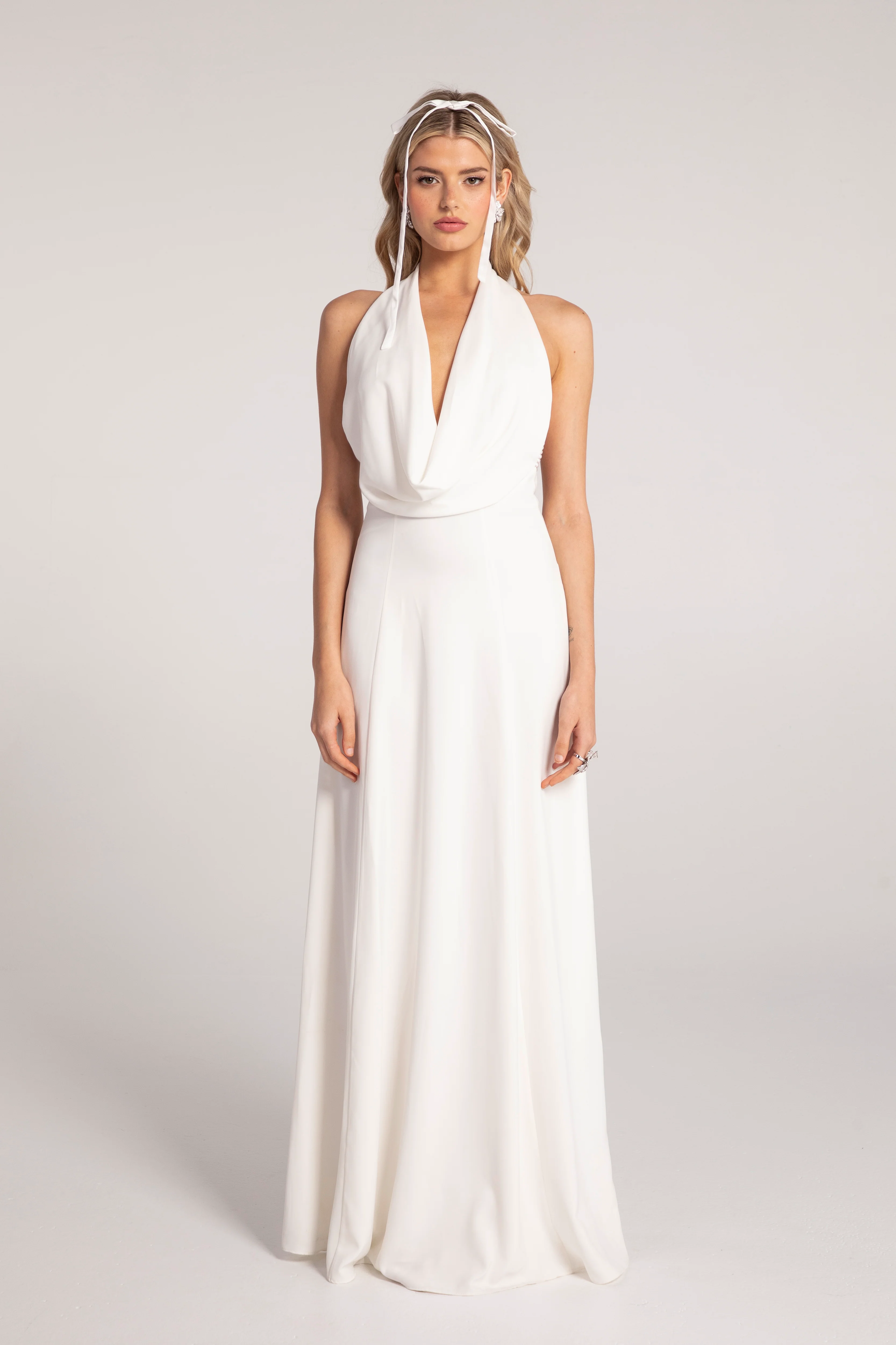 Aniya Satin Dress (White) (Final Sale)