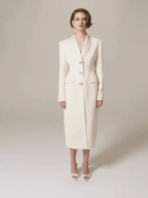 Evie Long Suit Jacket (White)