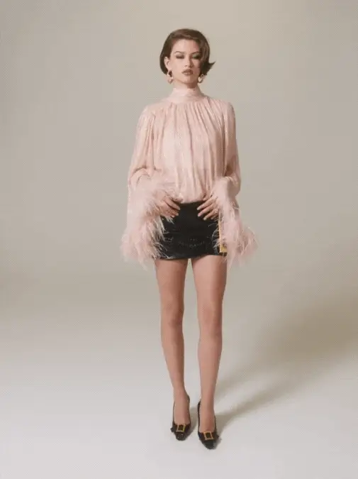 Keira Feather Top (Pink) (Final Sale)
