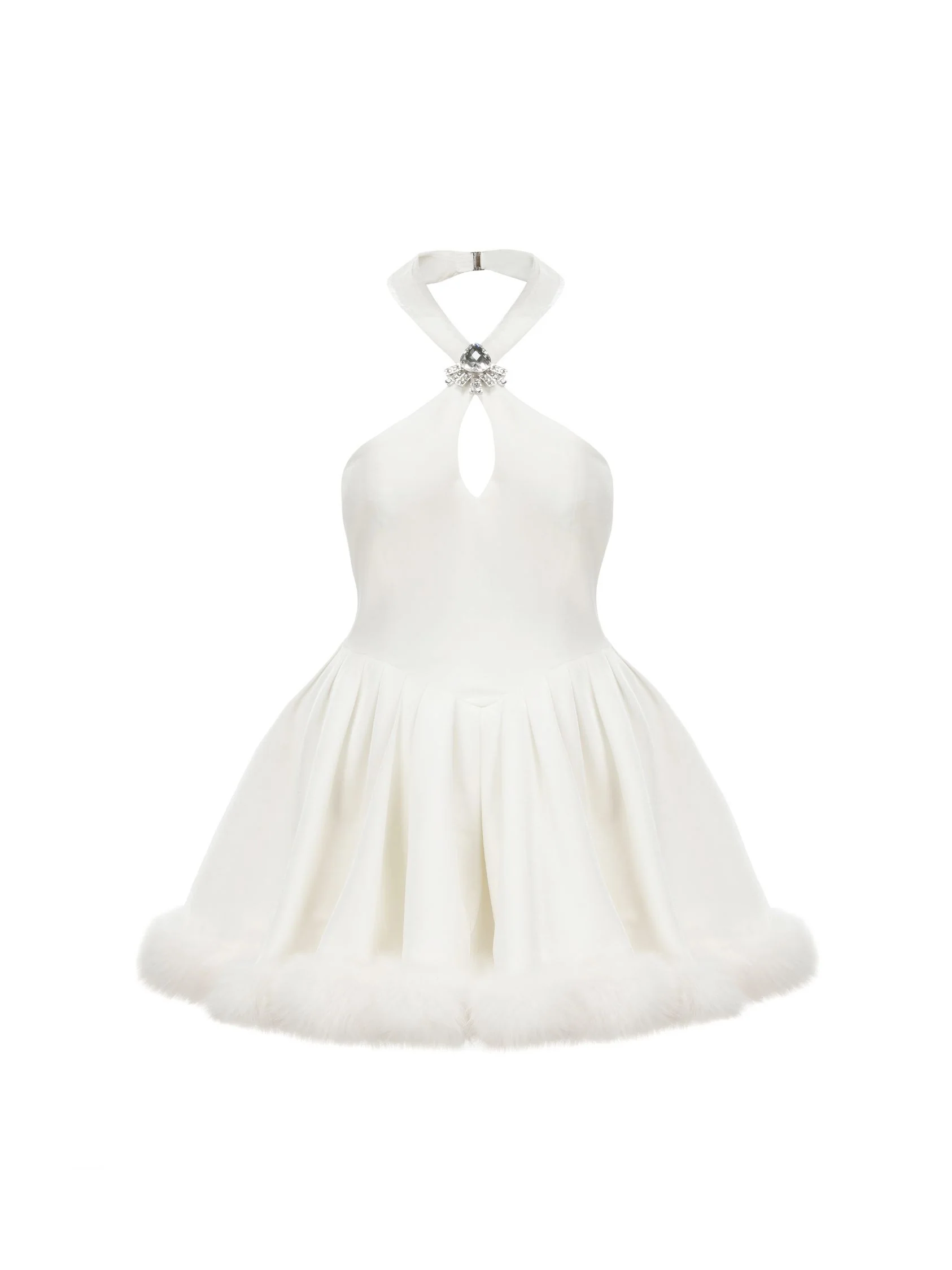 Juliet Velvet Halter Dress (White)