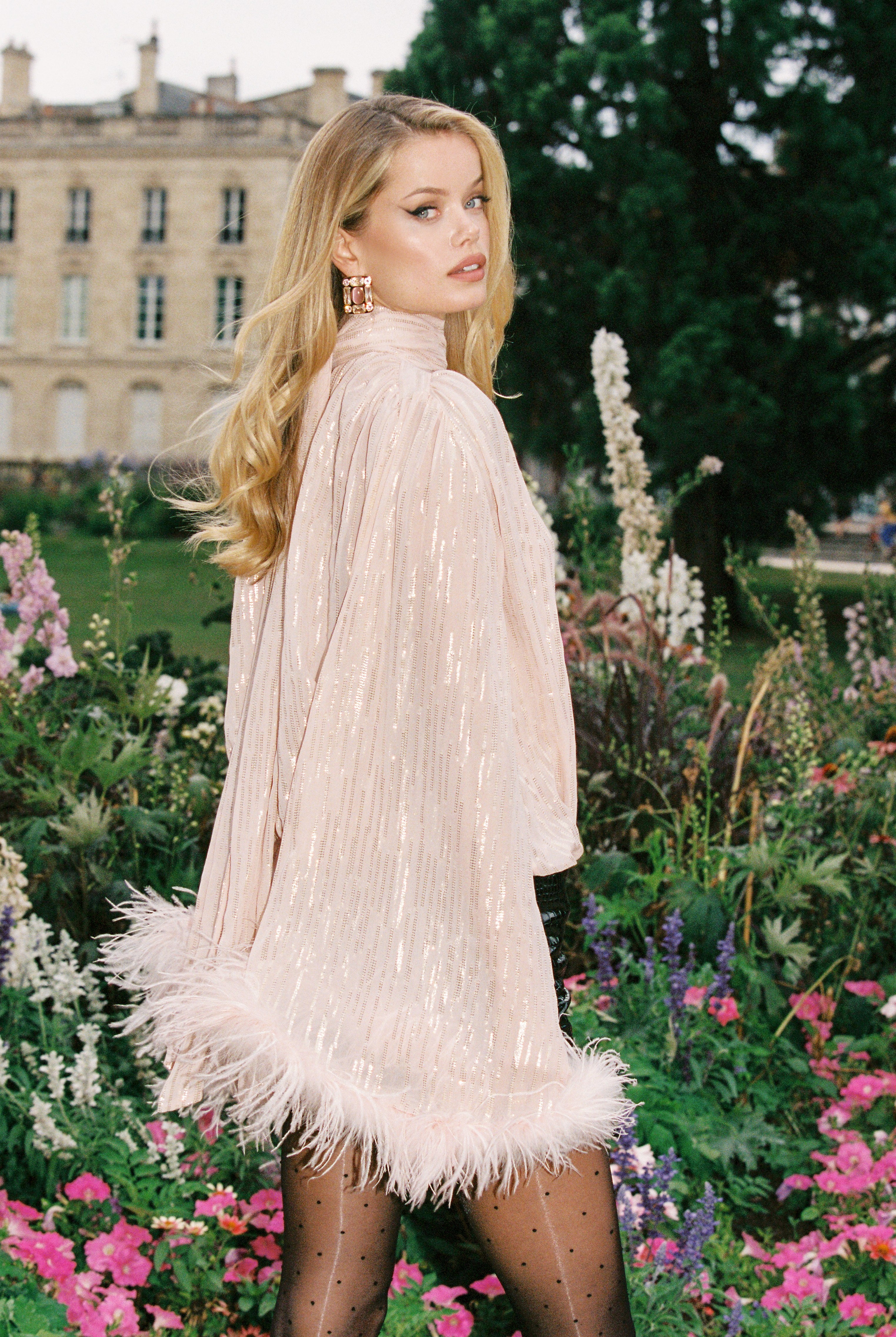 Keira Feather Top (Pink) (Final Sale)