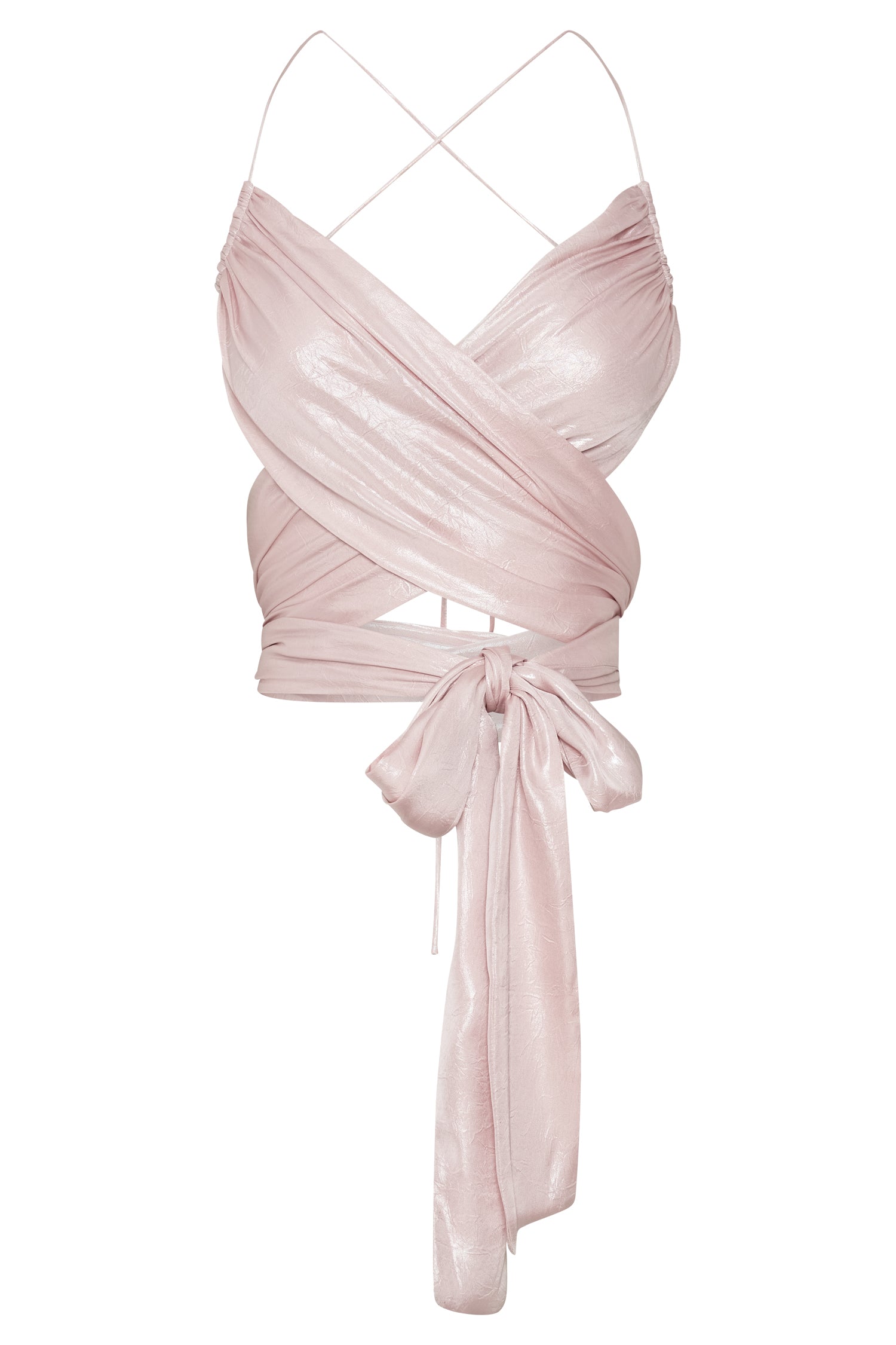 Georgie Wrap Over Tie Top - Blush Pink
