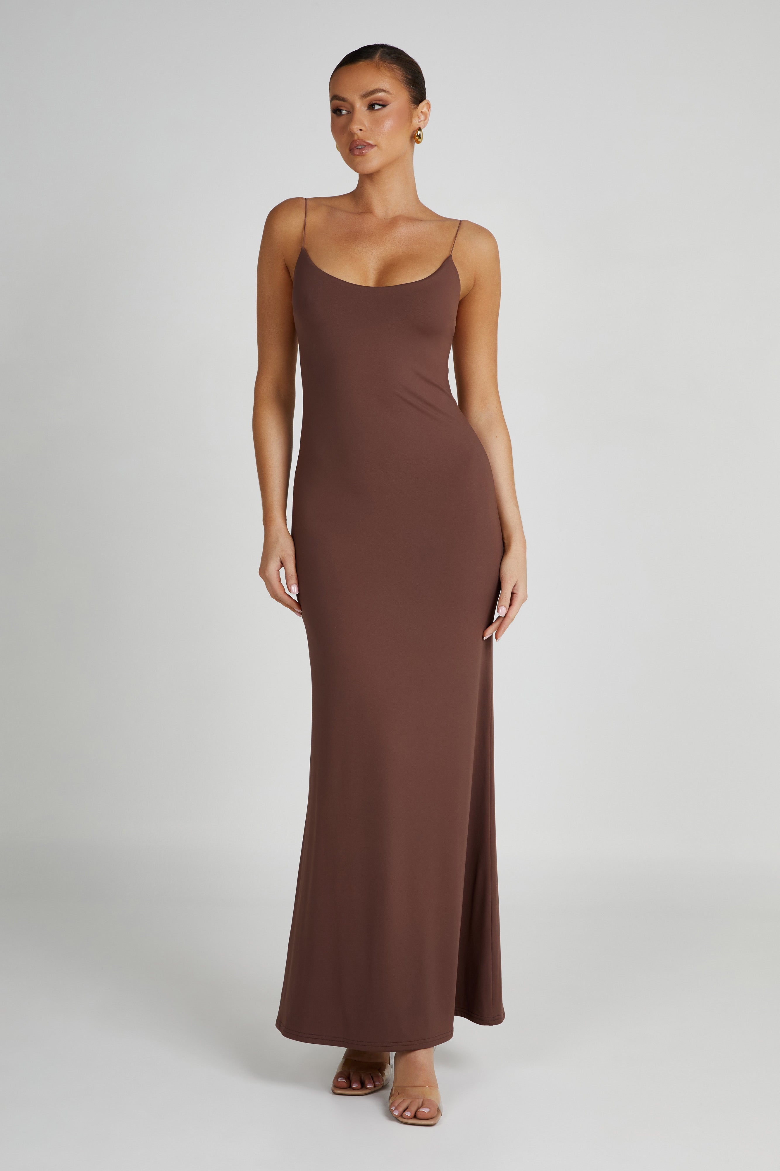Nikkita Recycled Nylon Strappy Maxi Dress - Mocha