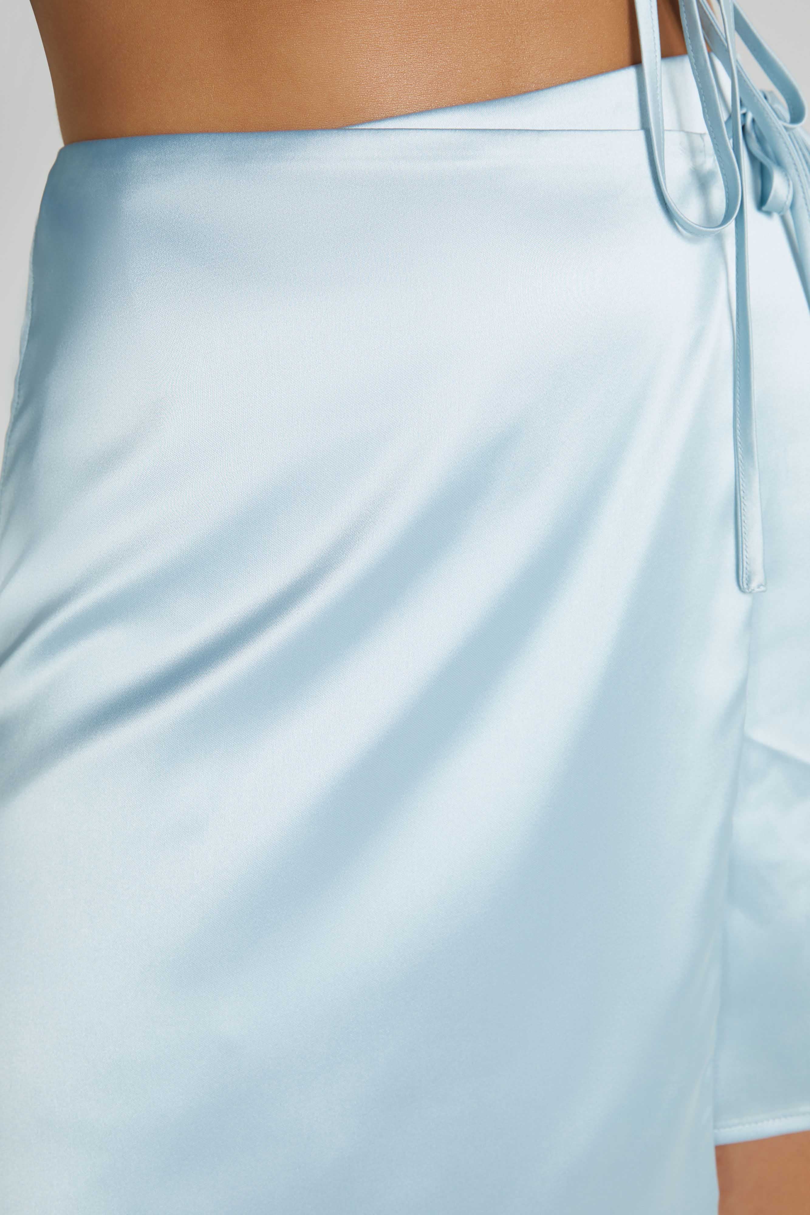 Elaine Satin Mini Skirt - Arctic Blue