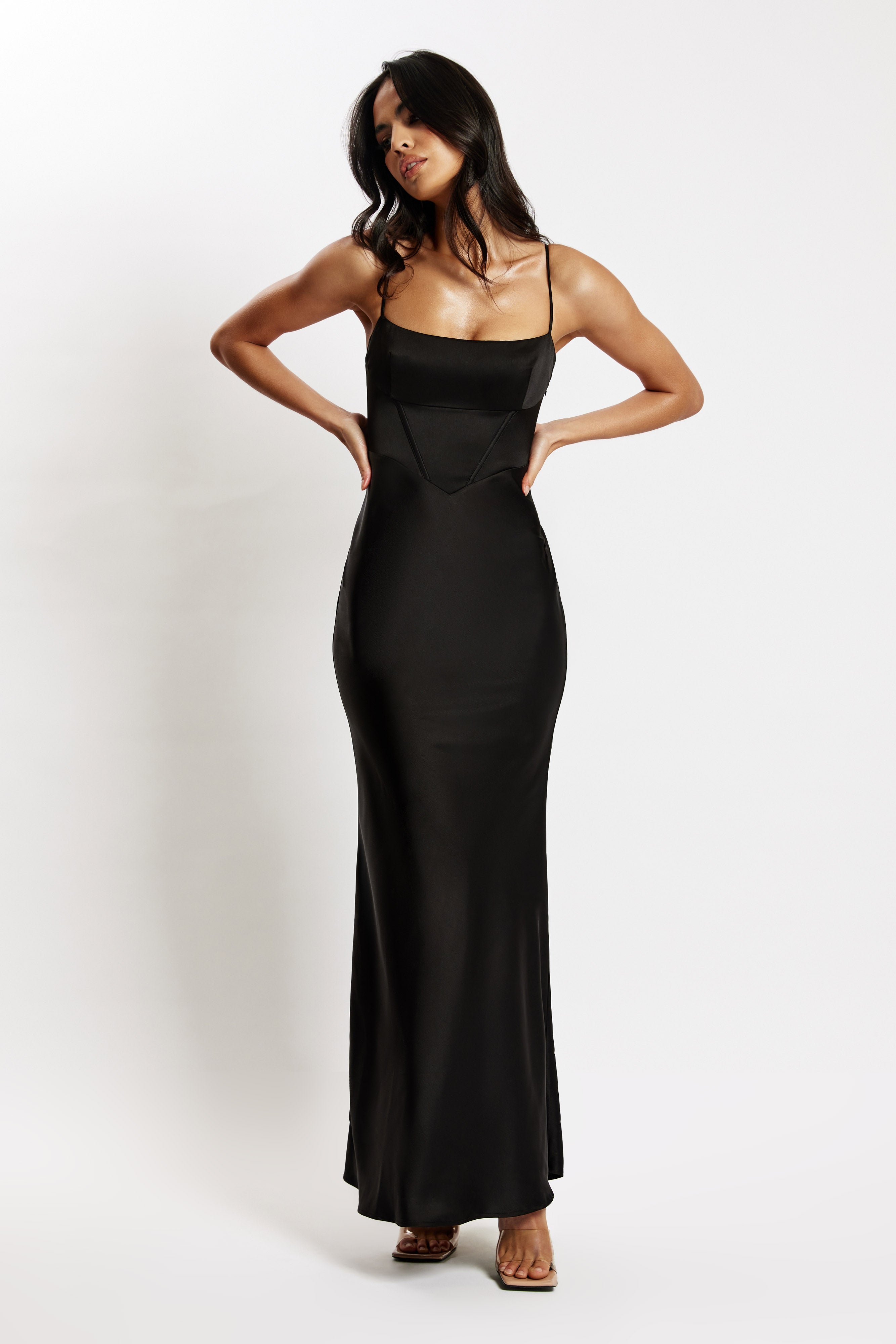 Desirie Corset Maxi Dress - Black
