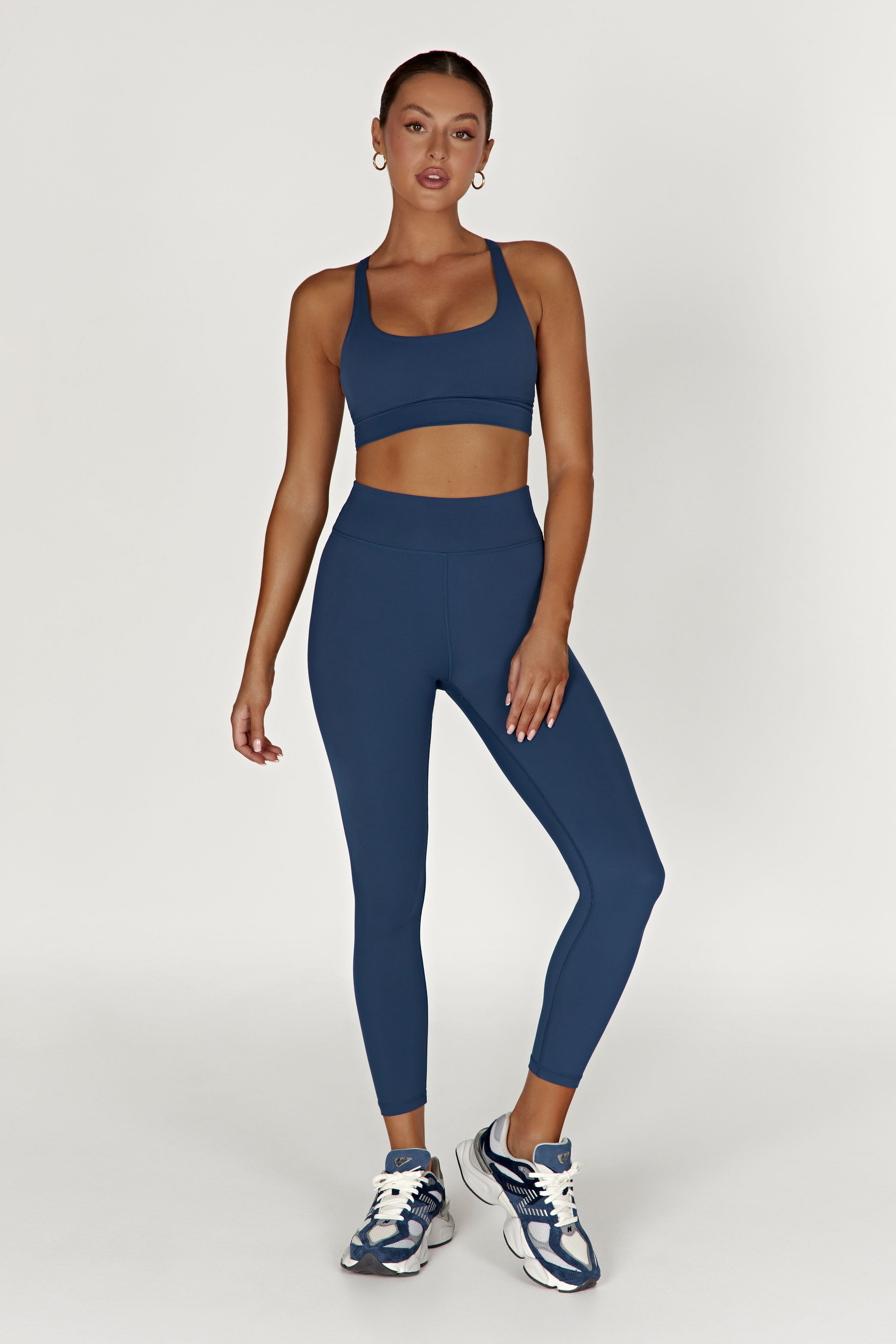 Elise V Back Cami Crop Top - Navy