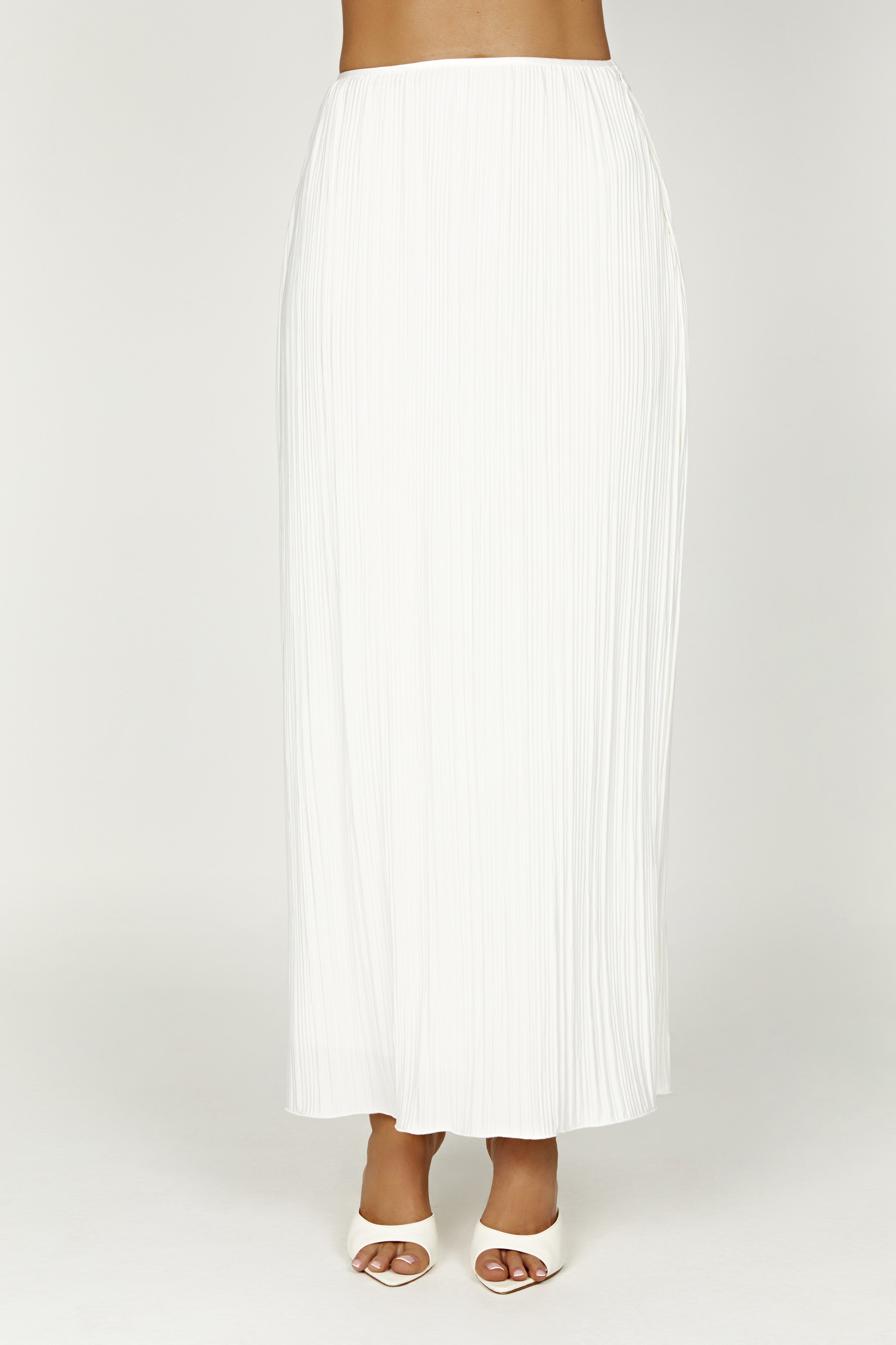 Elsie Plisse Maxi Skirt - White