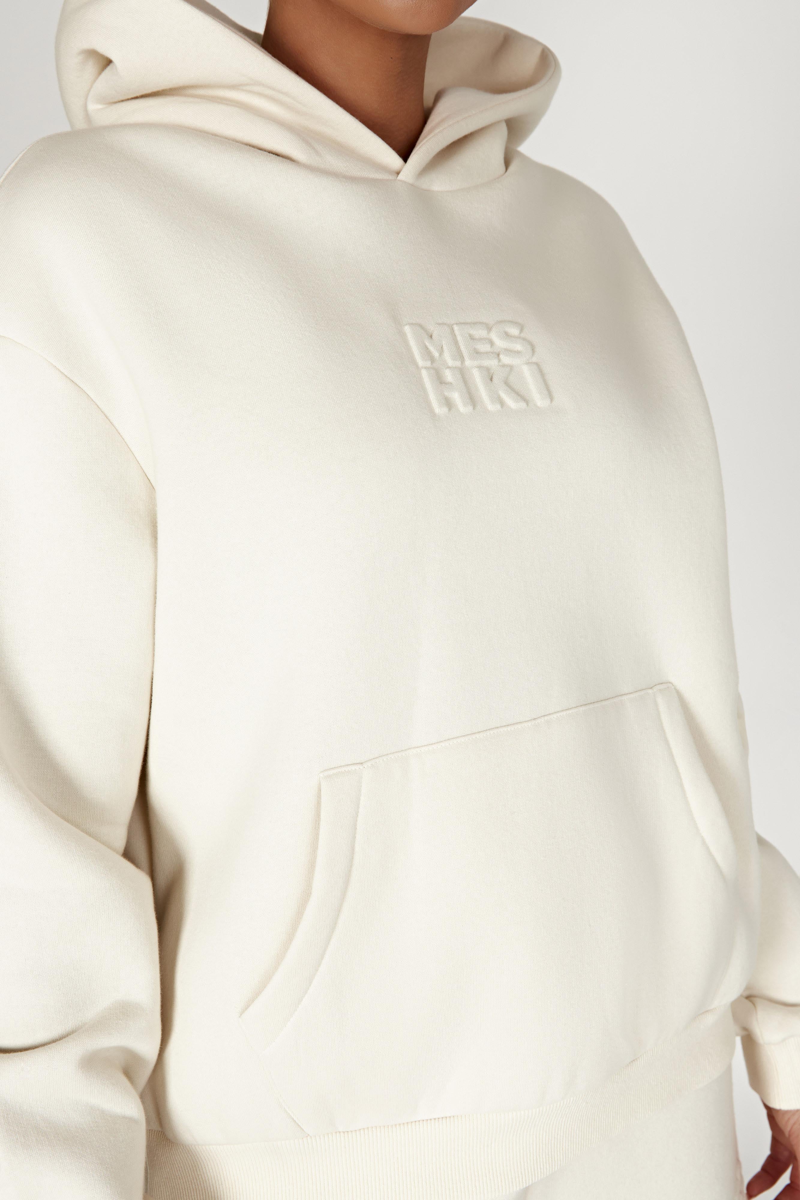 Arden Embossed Fleeceback Hoodie - Bone