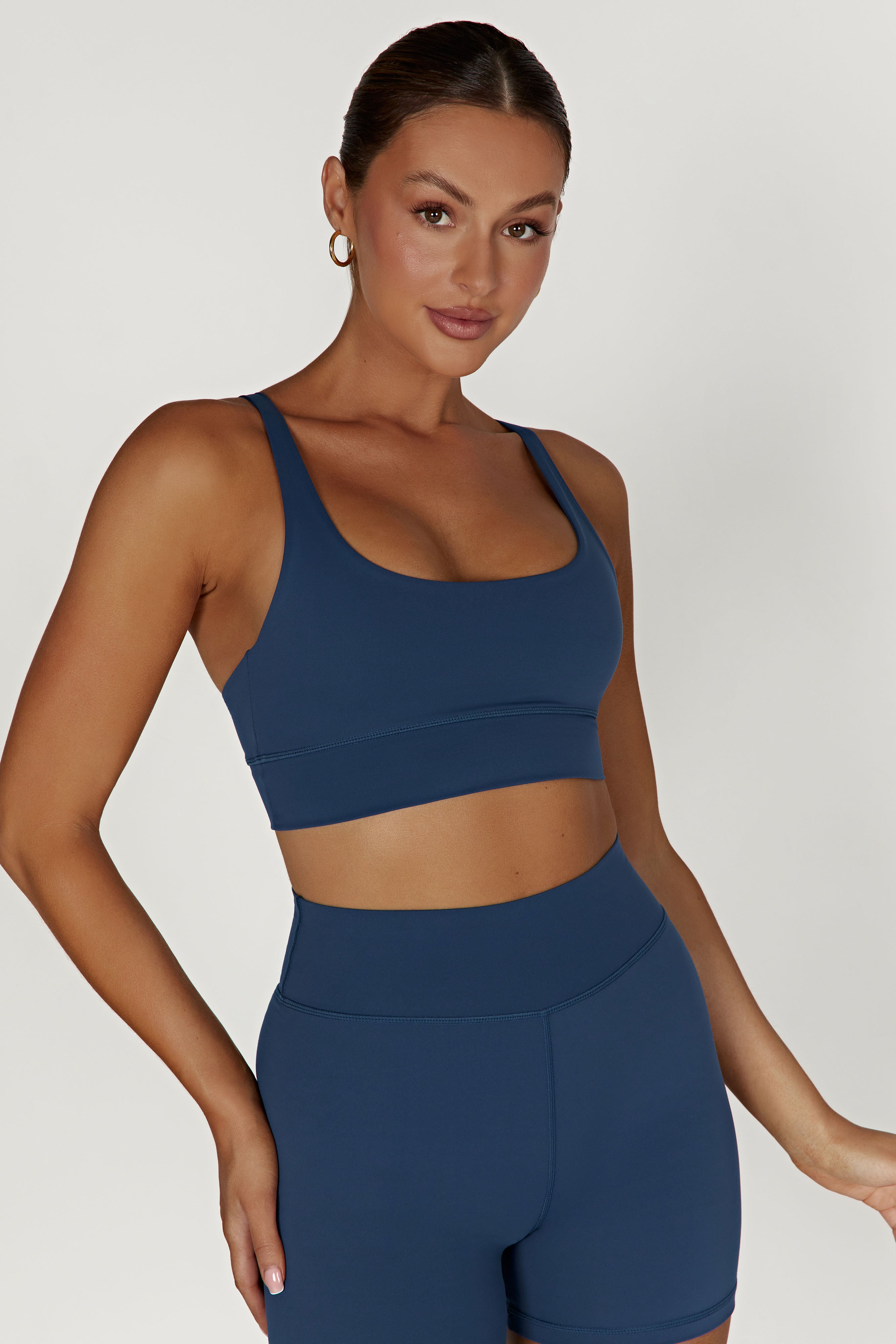 Elise V Back Cami Crop Top - Navy