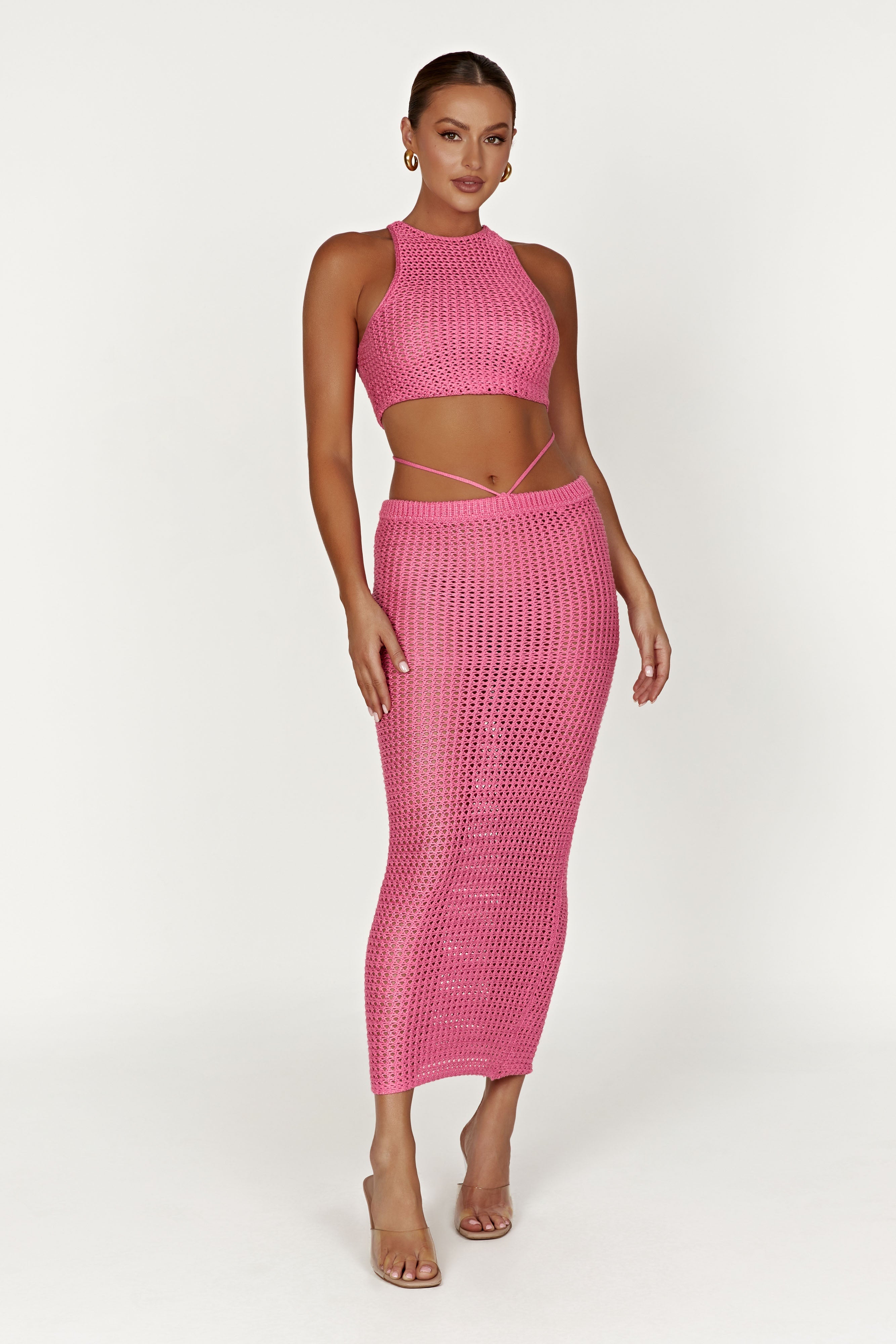 Raquel Crochet Maxi Skirt - Bubblegum Pink