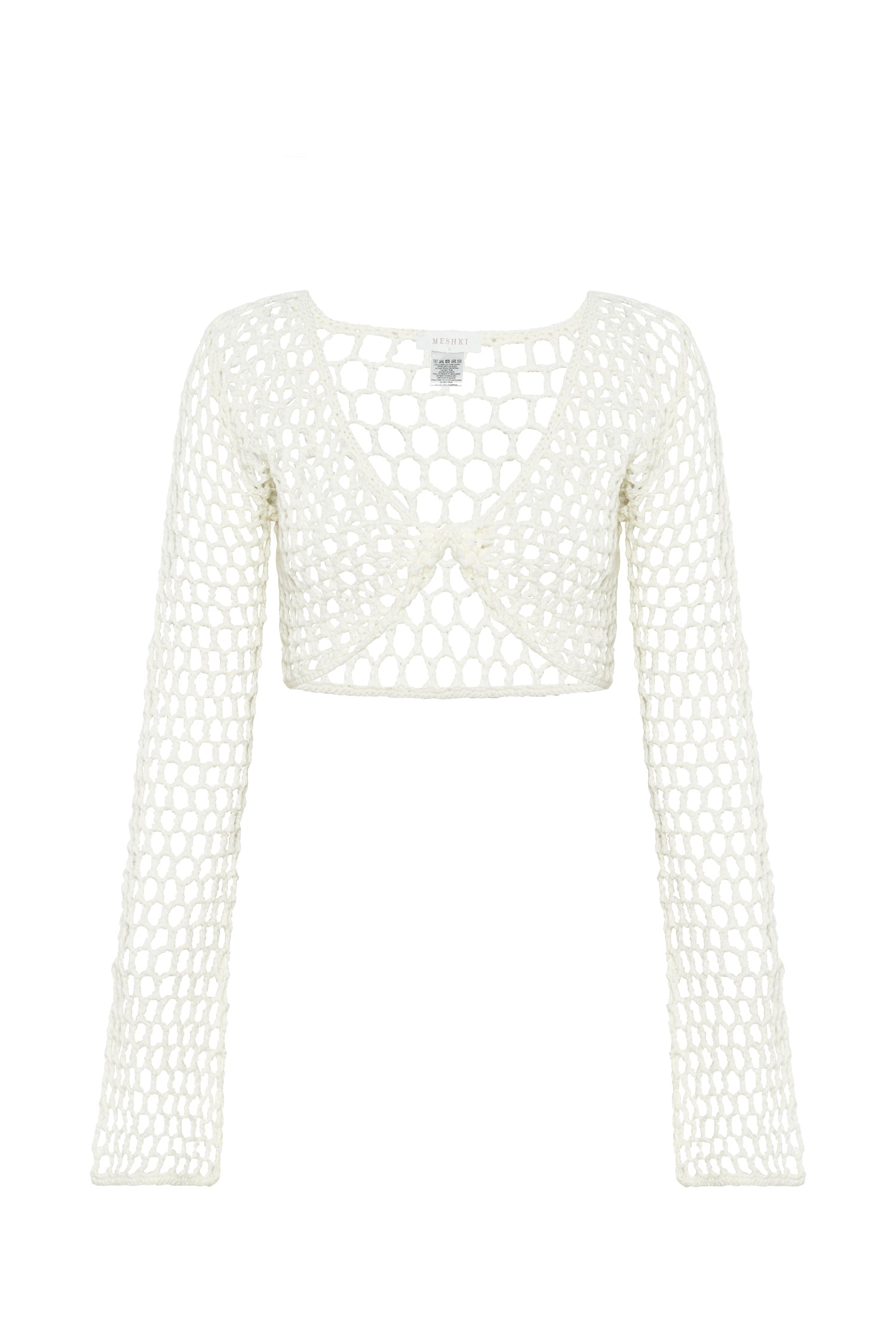 Hallie Twisted Cropped Crochet Top - White