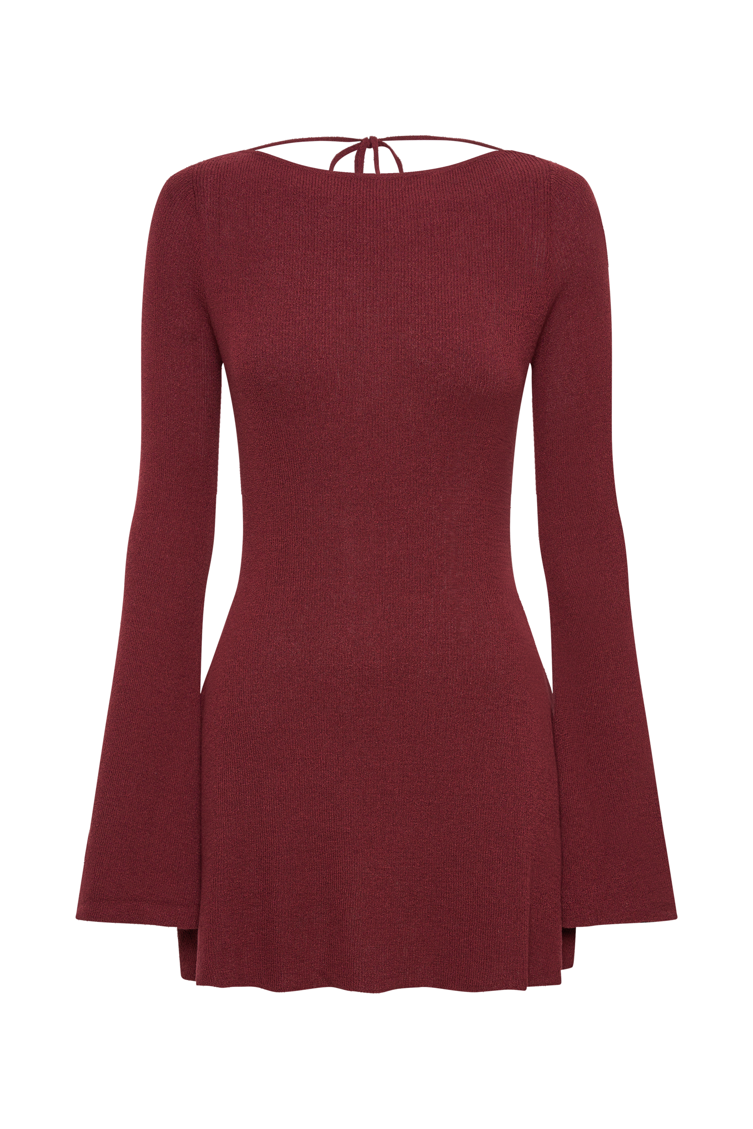 Zahra Long Sleeve Open Back Mini Knit Dress - Berry