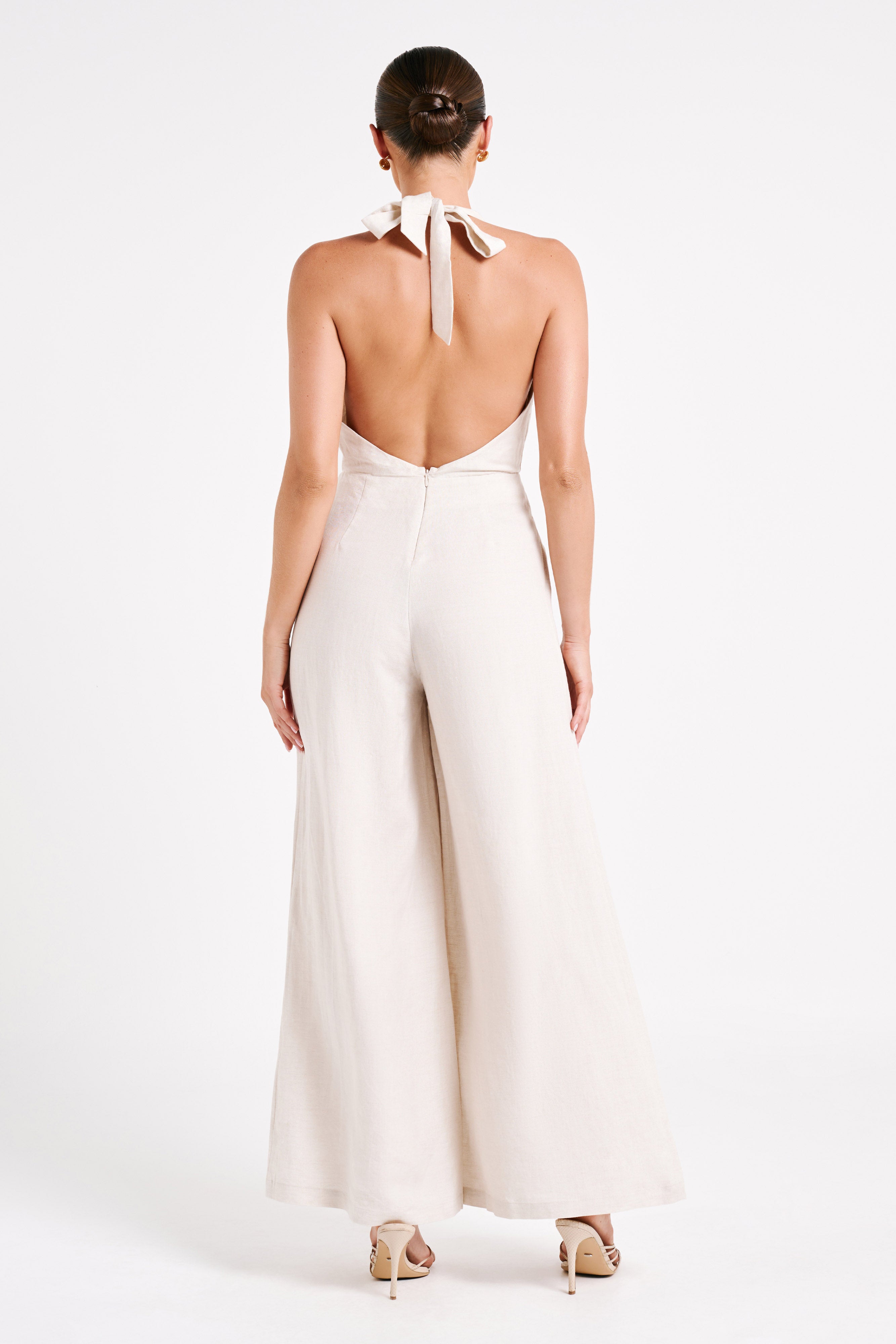 Blanca Linen Halter Jumpsuit - Natural