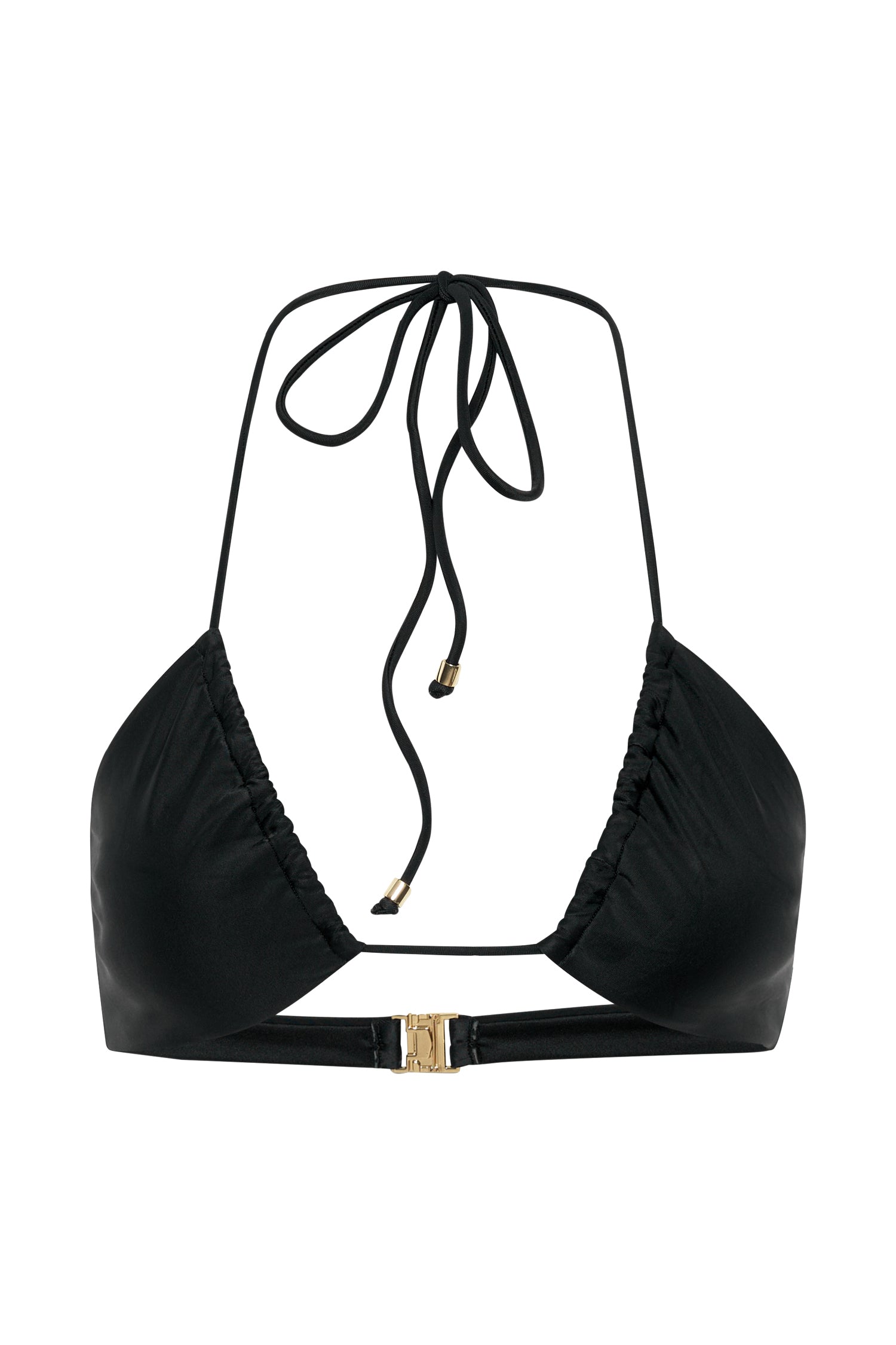 Willow Recycled Nylon Ruched Drawstring Bikini Top - Black