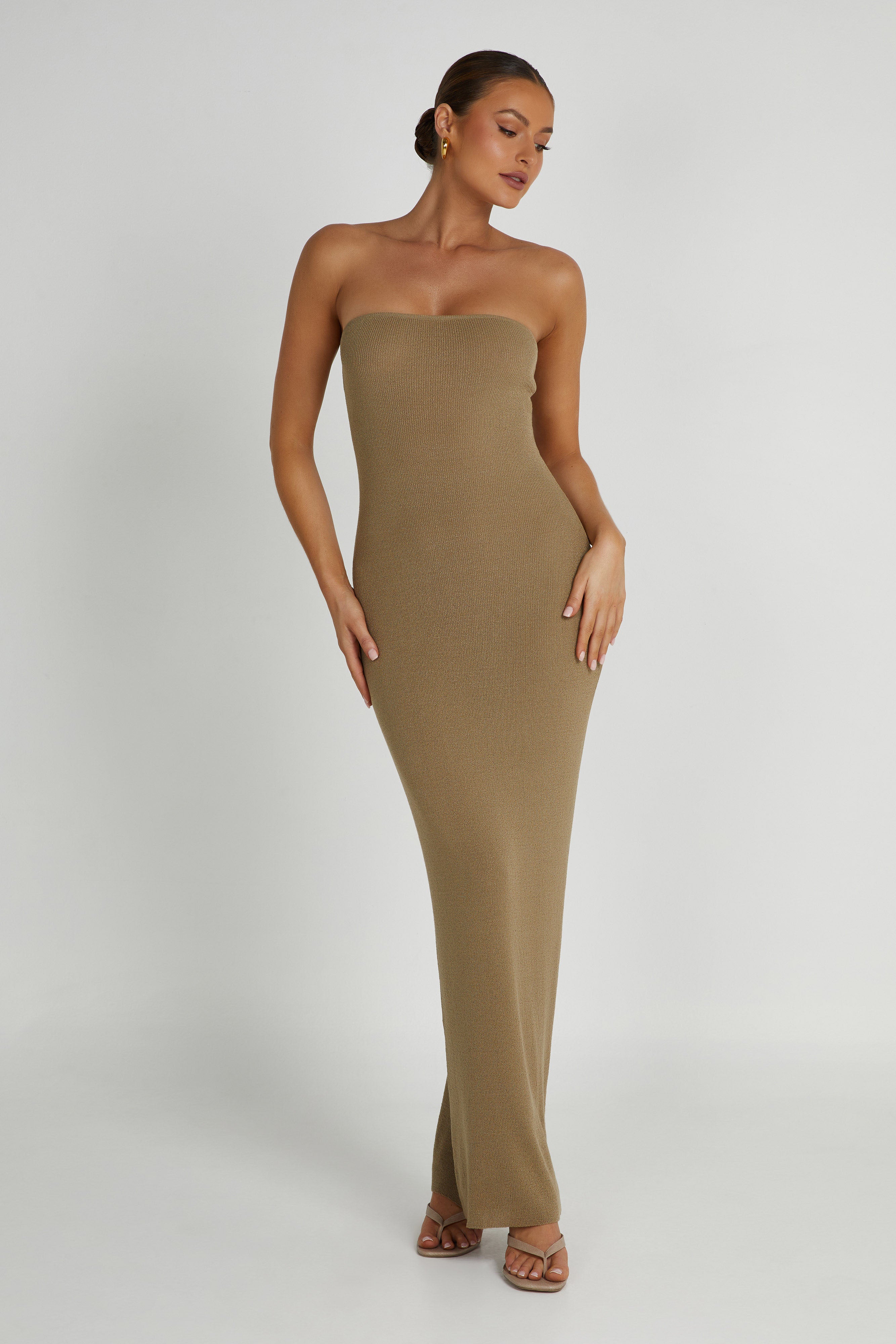 Emmy Strapless Knit Maxi Dress - Olive