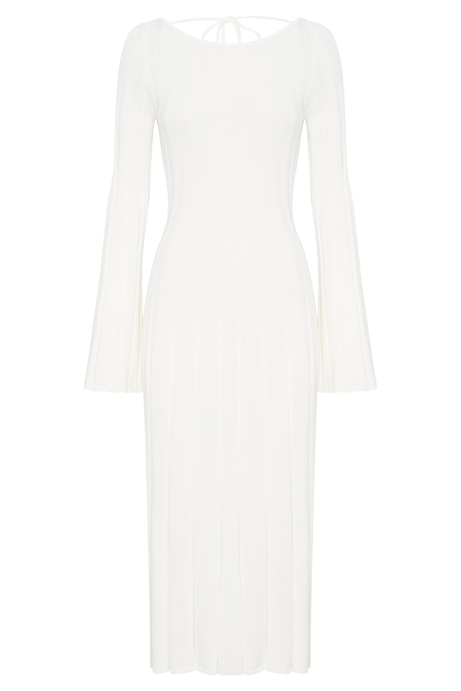 Juniper Flare Sleeve Knit Midi Dress - White