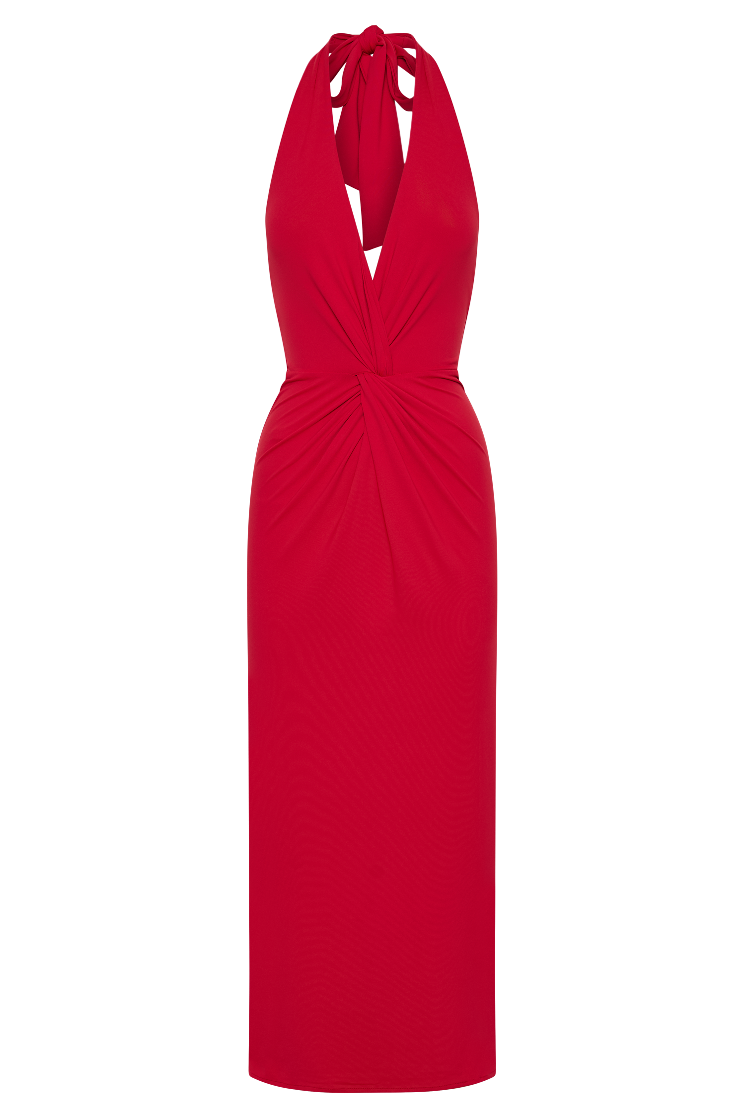 Osana Recycled Nylon Halter Midi Dress - Vermilion Red