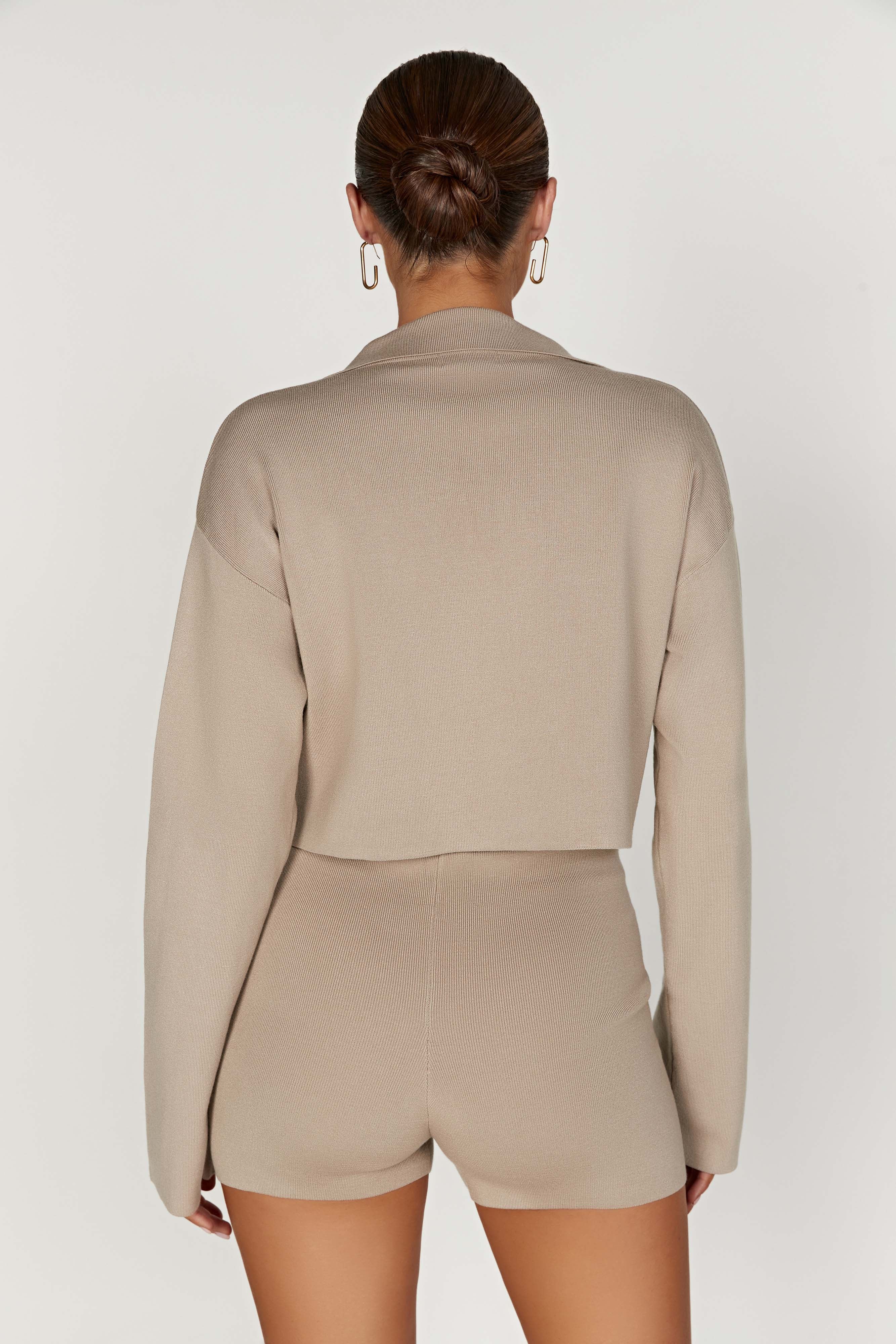 Lennox Collared Knit Jumper - Taupe