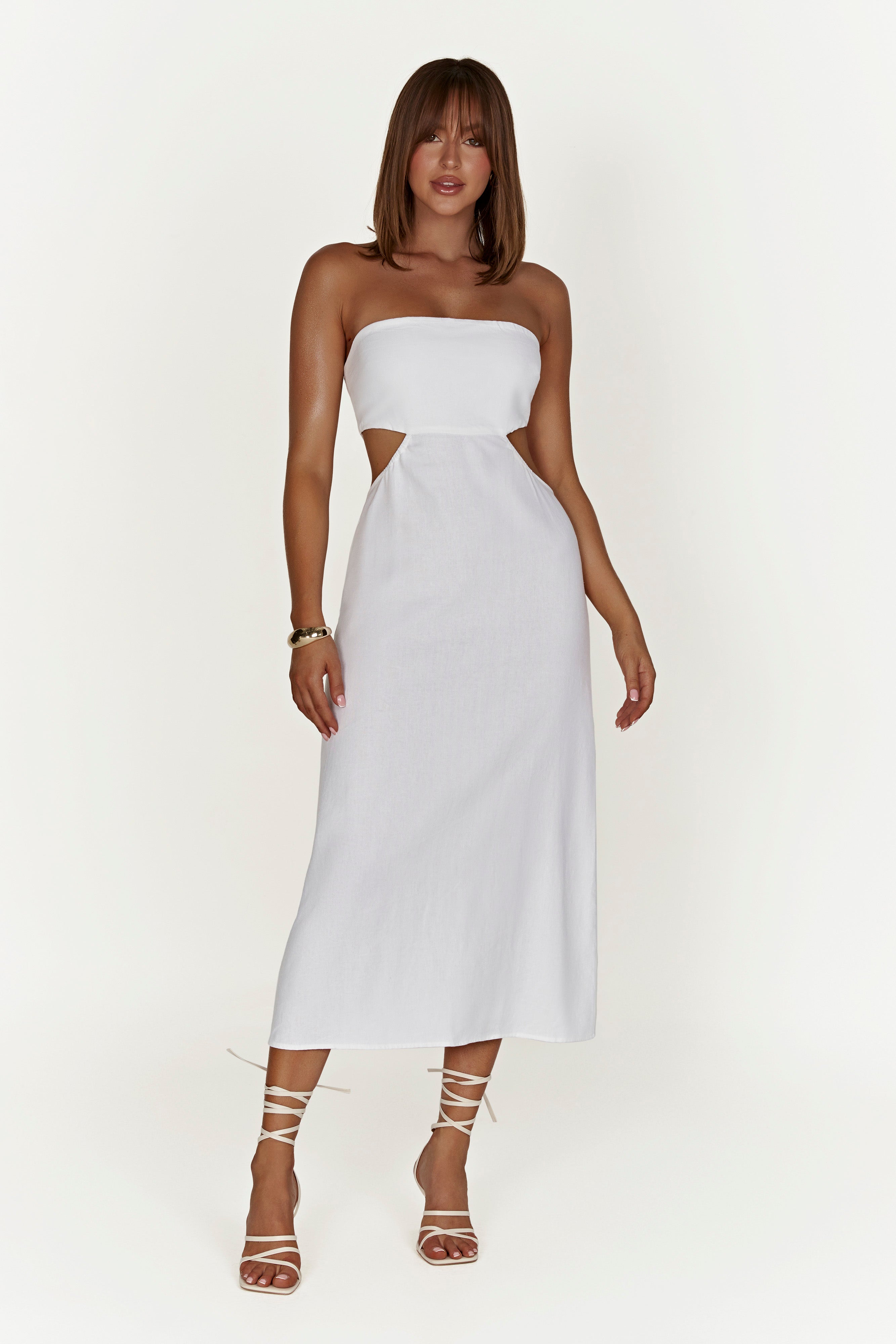 Marlow Linen Midi Dress - White