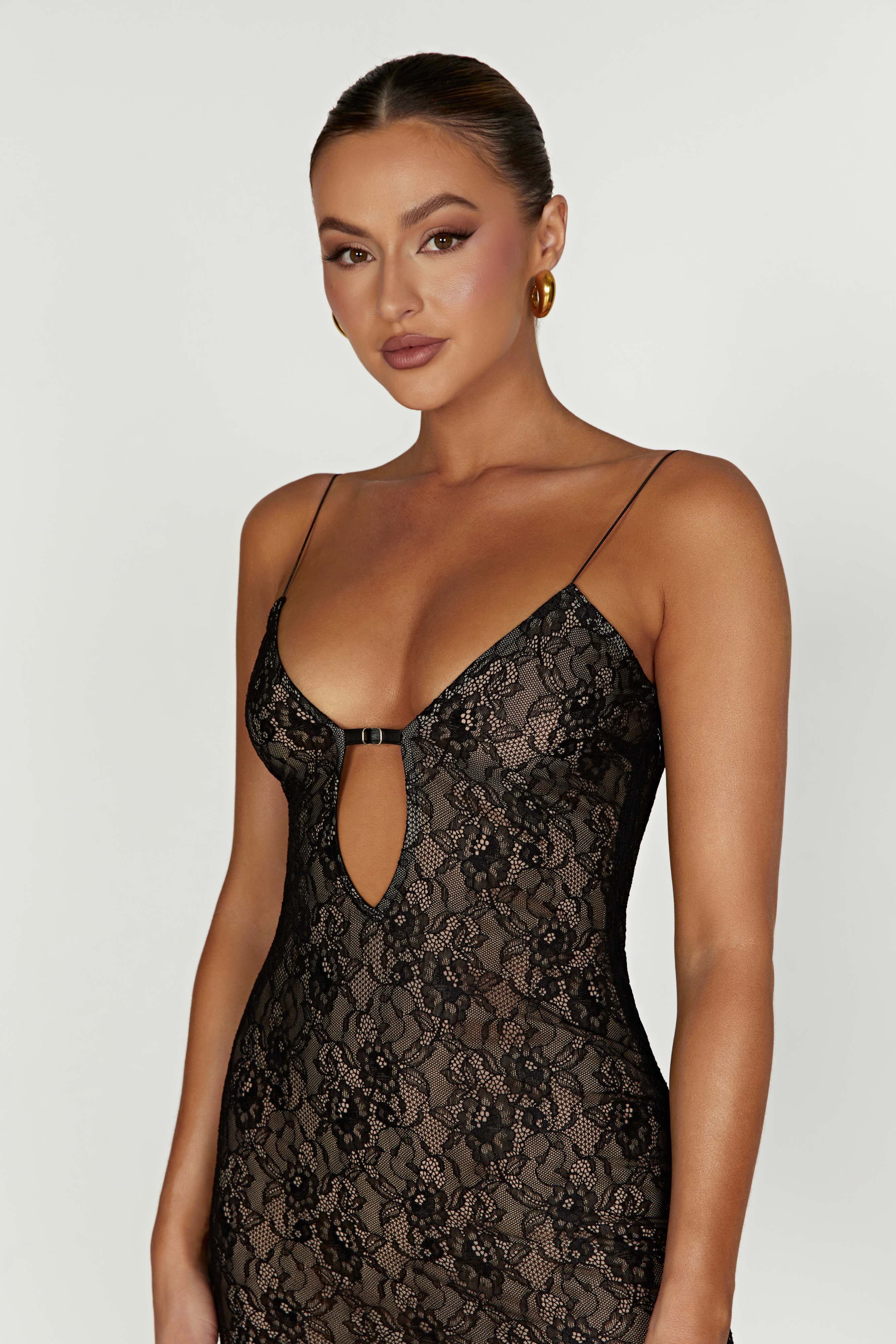 Juliet Lace Mini Dress - Black