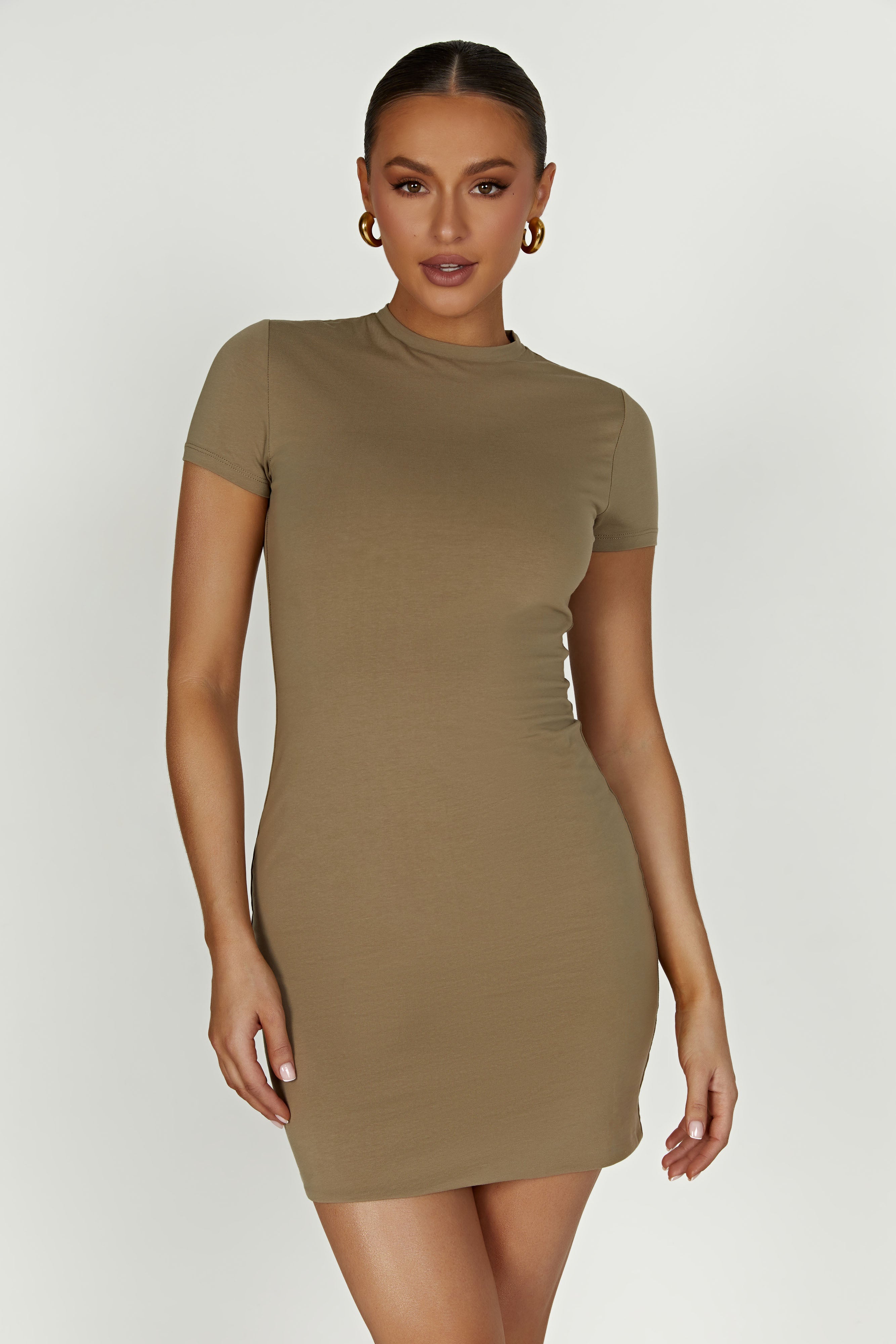 Halston Short Sleeve Mini Dress - Olive