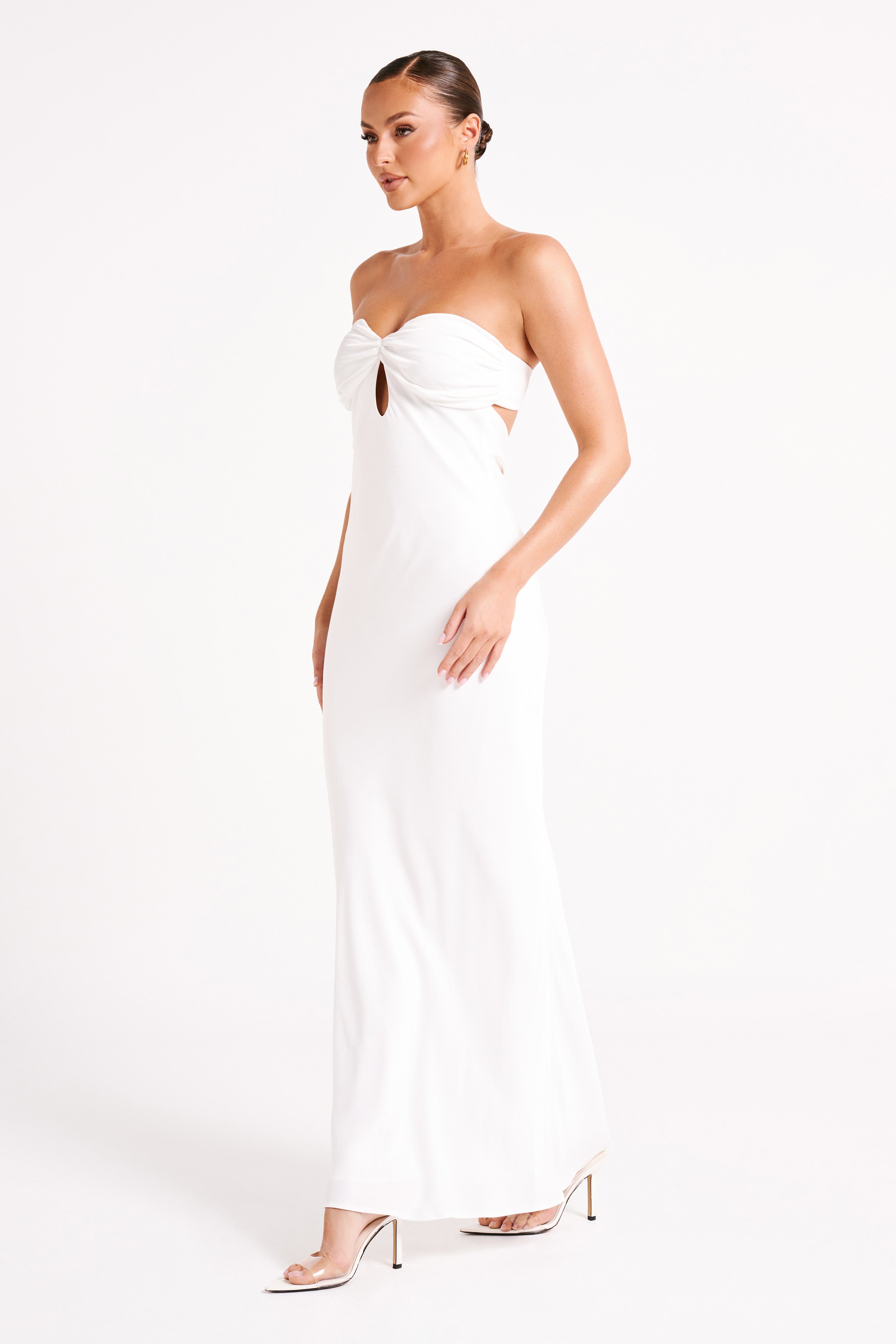 Antonella Strapless Keyhole Maxi Dress - White