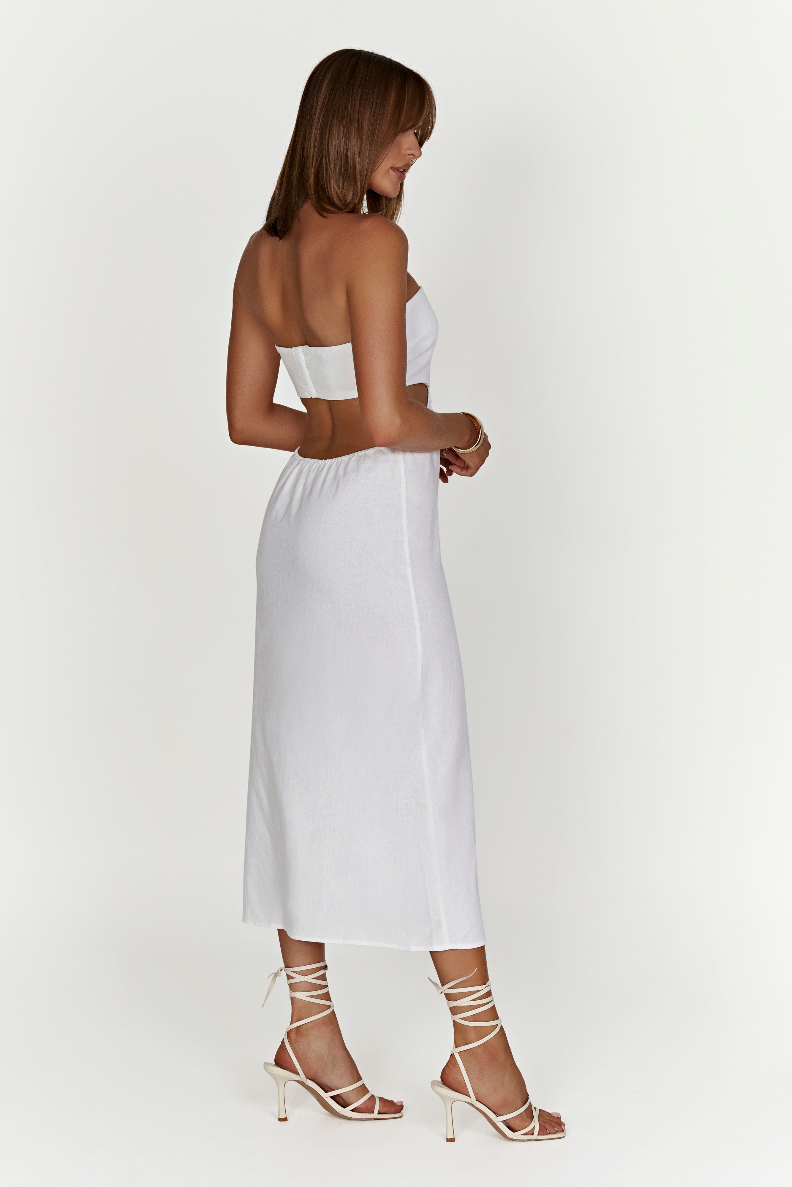 Marlow Linen Midi Dress - White