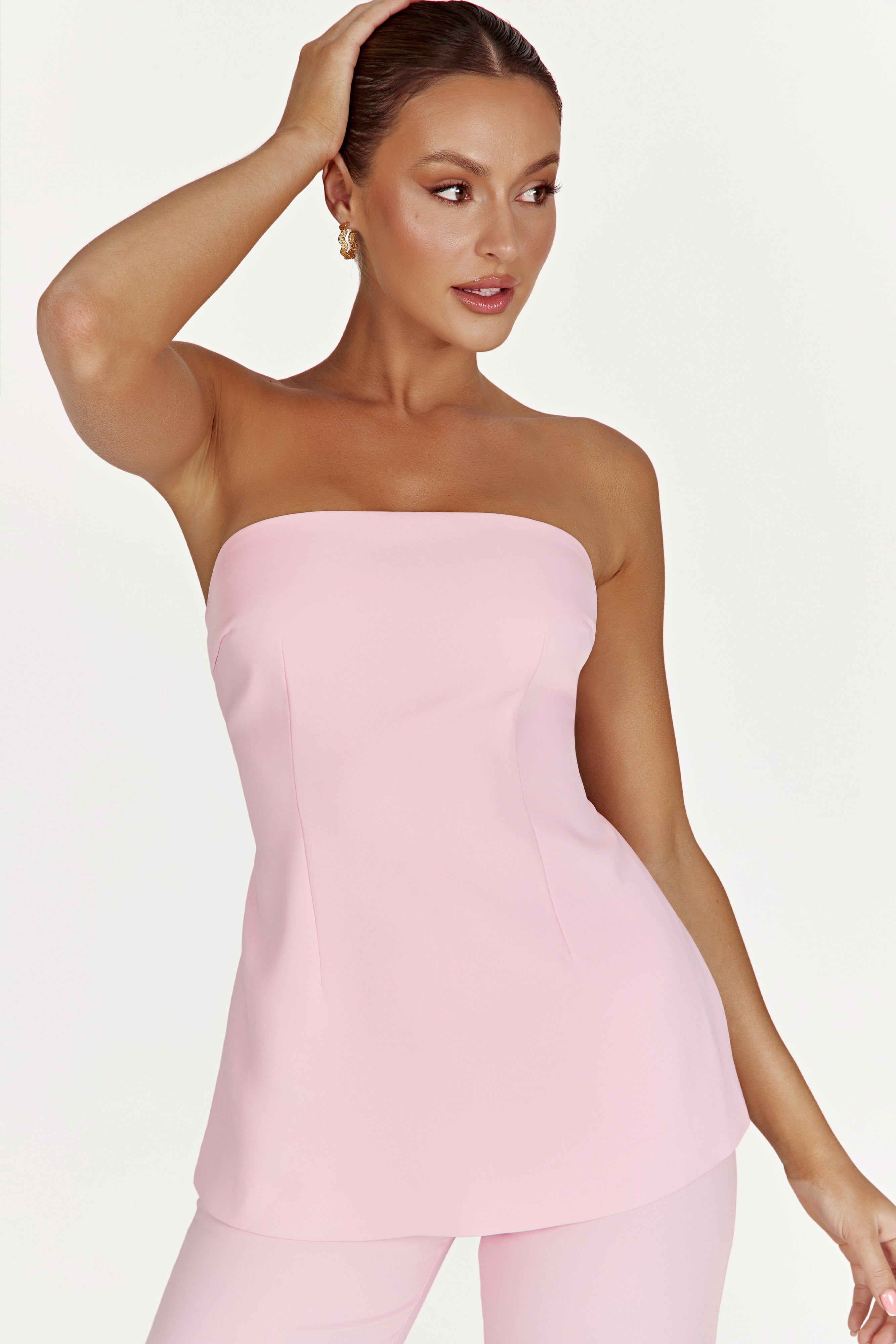 Astrid Strapless Back Tie Top - Blush Pink