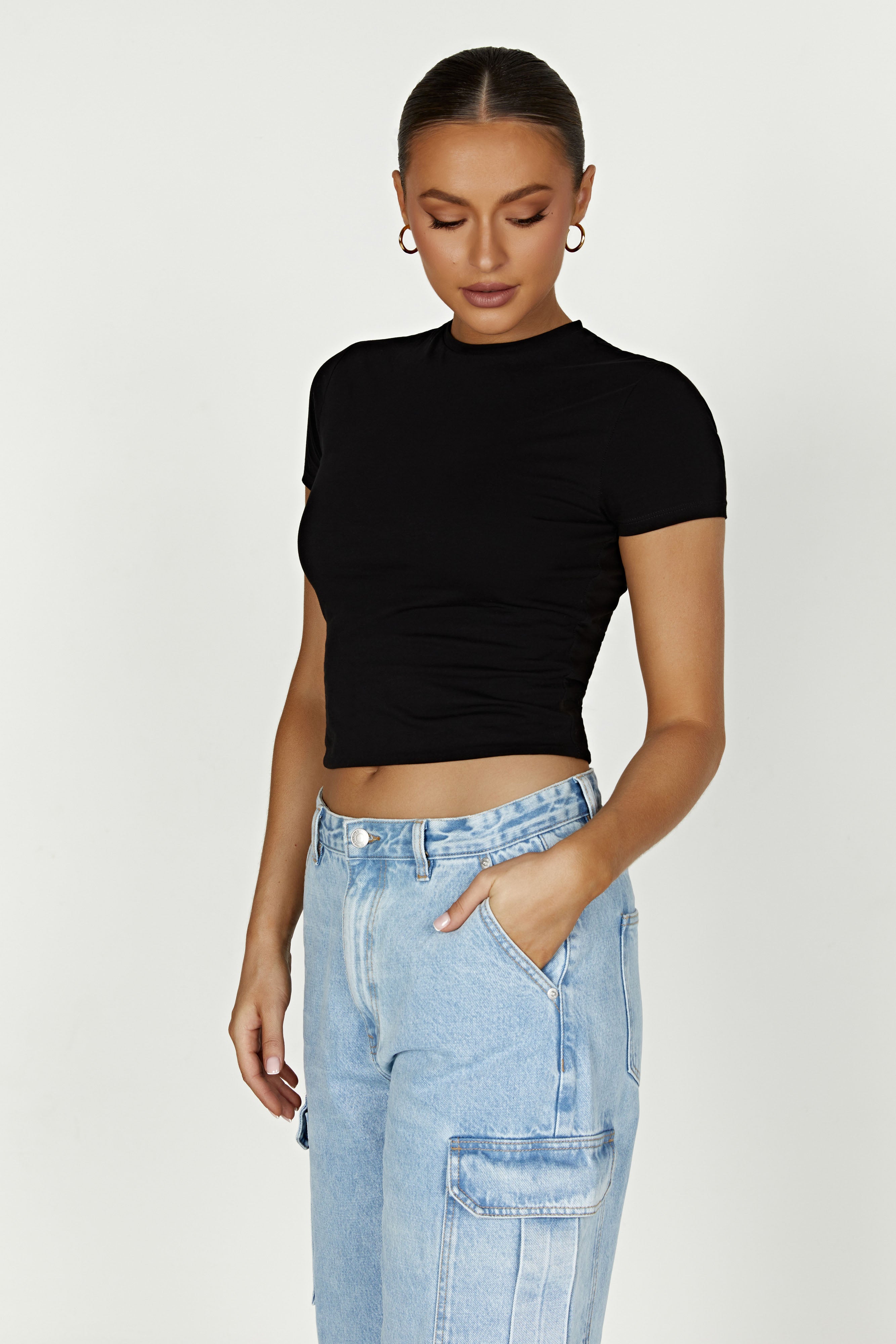 Jeanie Longline T-Shirt - Black