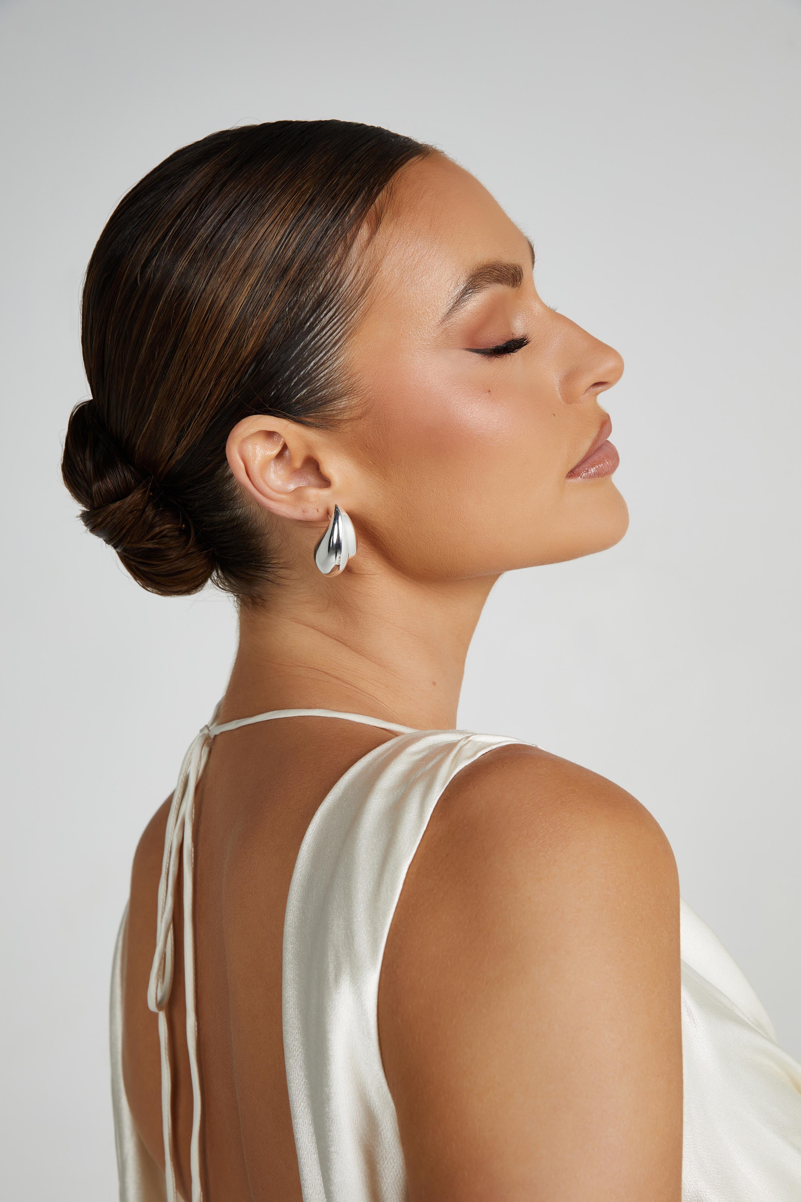 Zadie Double Teardrop Earrings - Silver