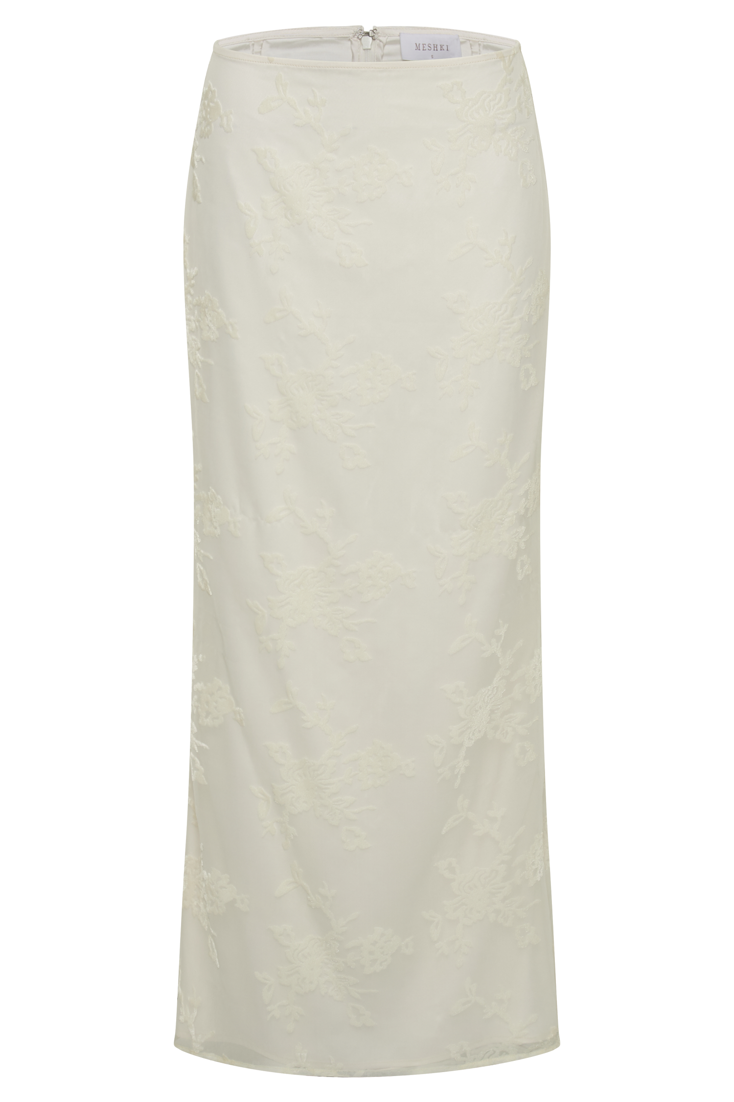 Mona Burnout Velvet Maxi Skirt - White