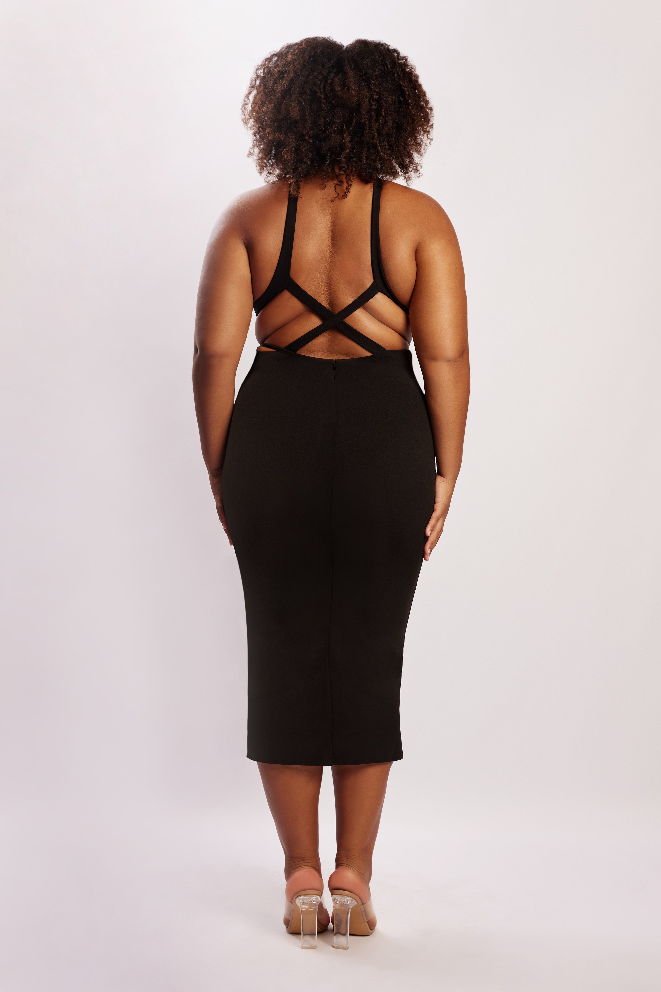 Briana Cut Out Midi Dress - Black