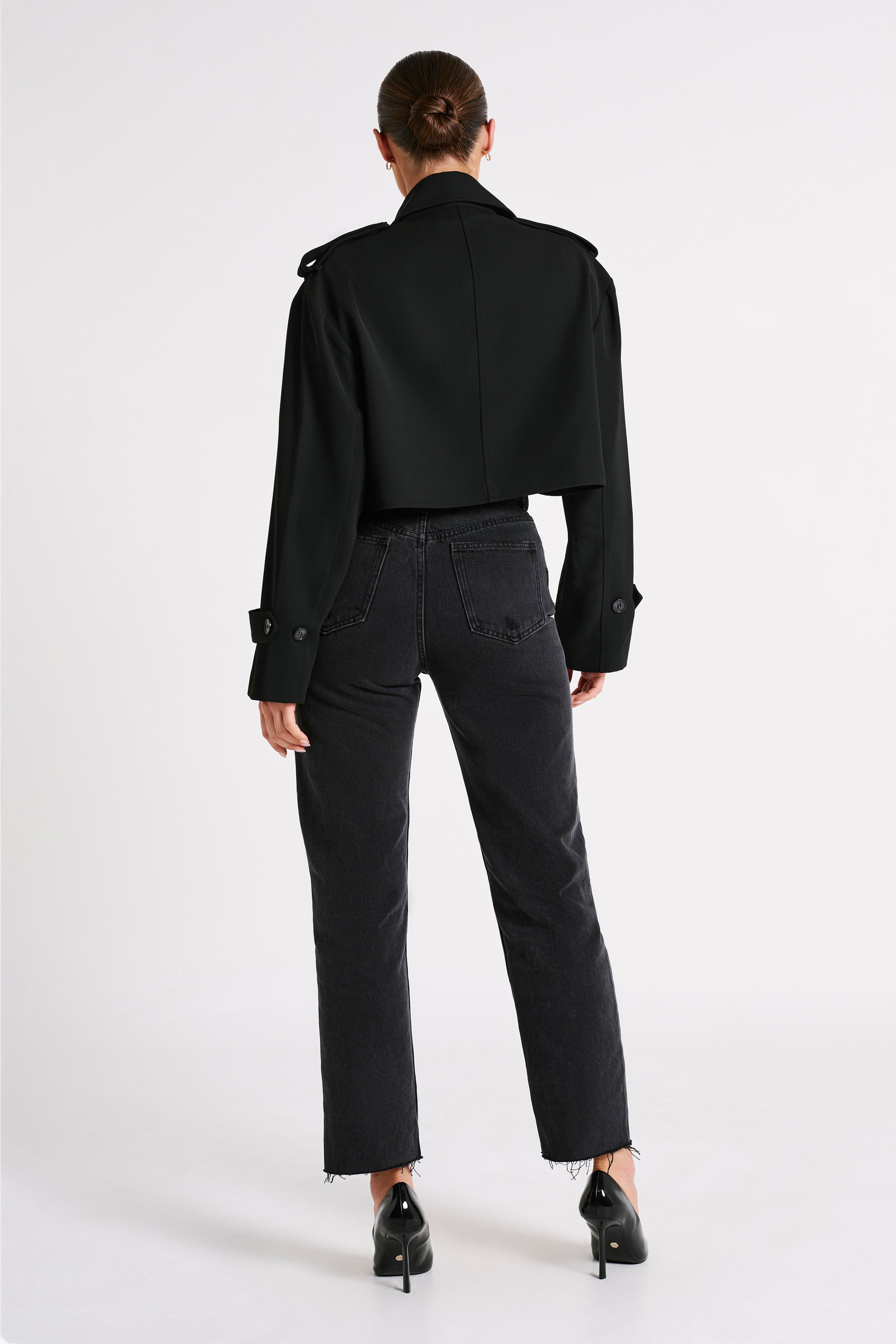 Palmer Cropped Trench Coat - Black