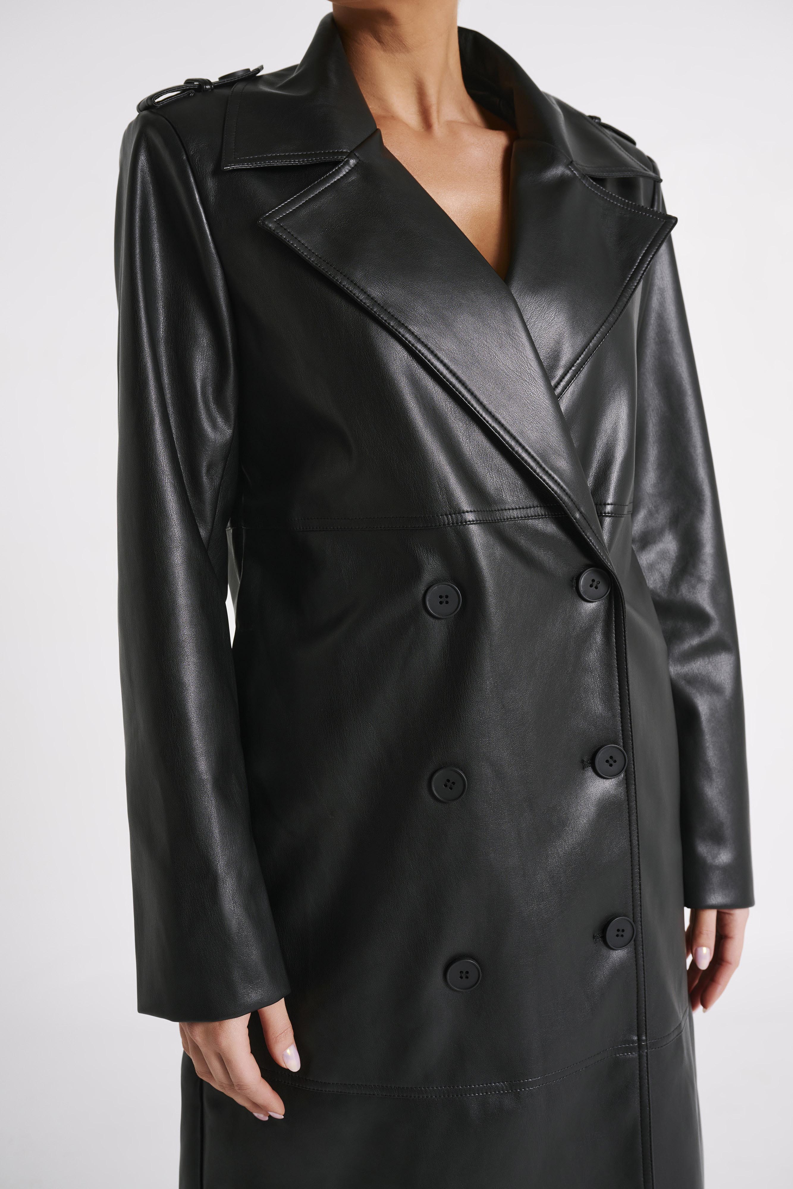 Lexington Pu Trench Coat - Black