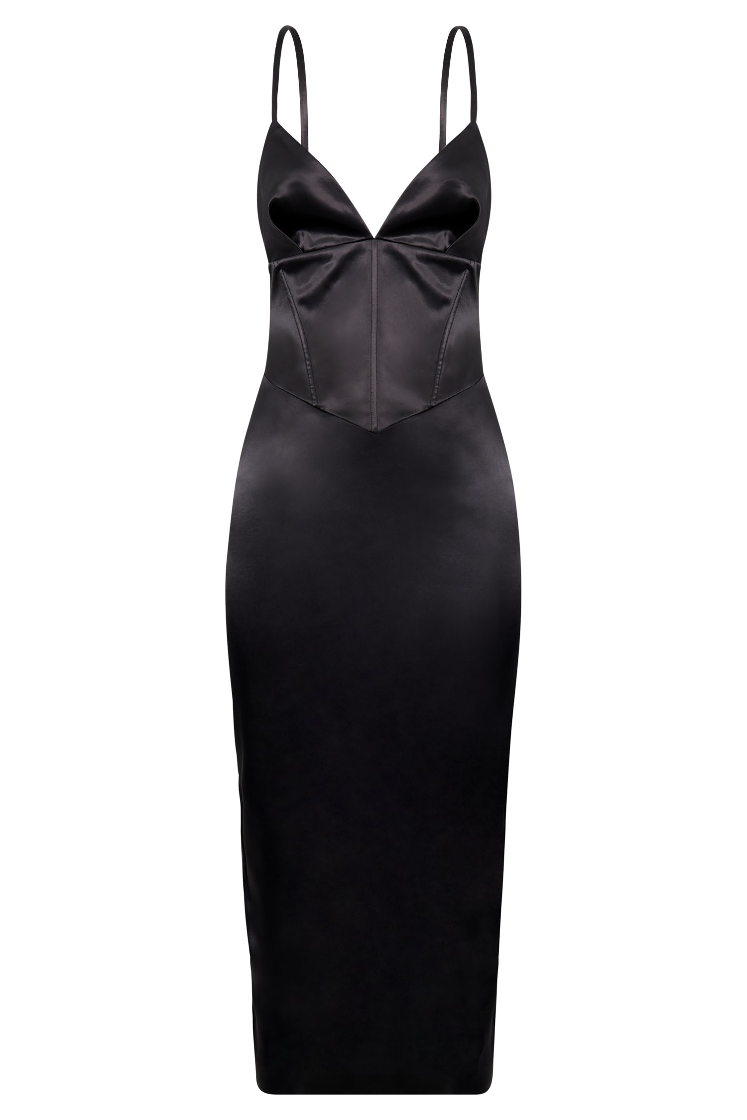 Brie Corset Midi Dress - Black